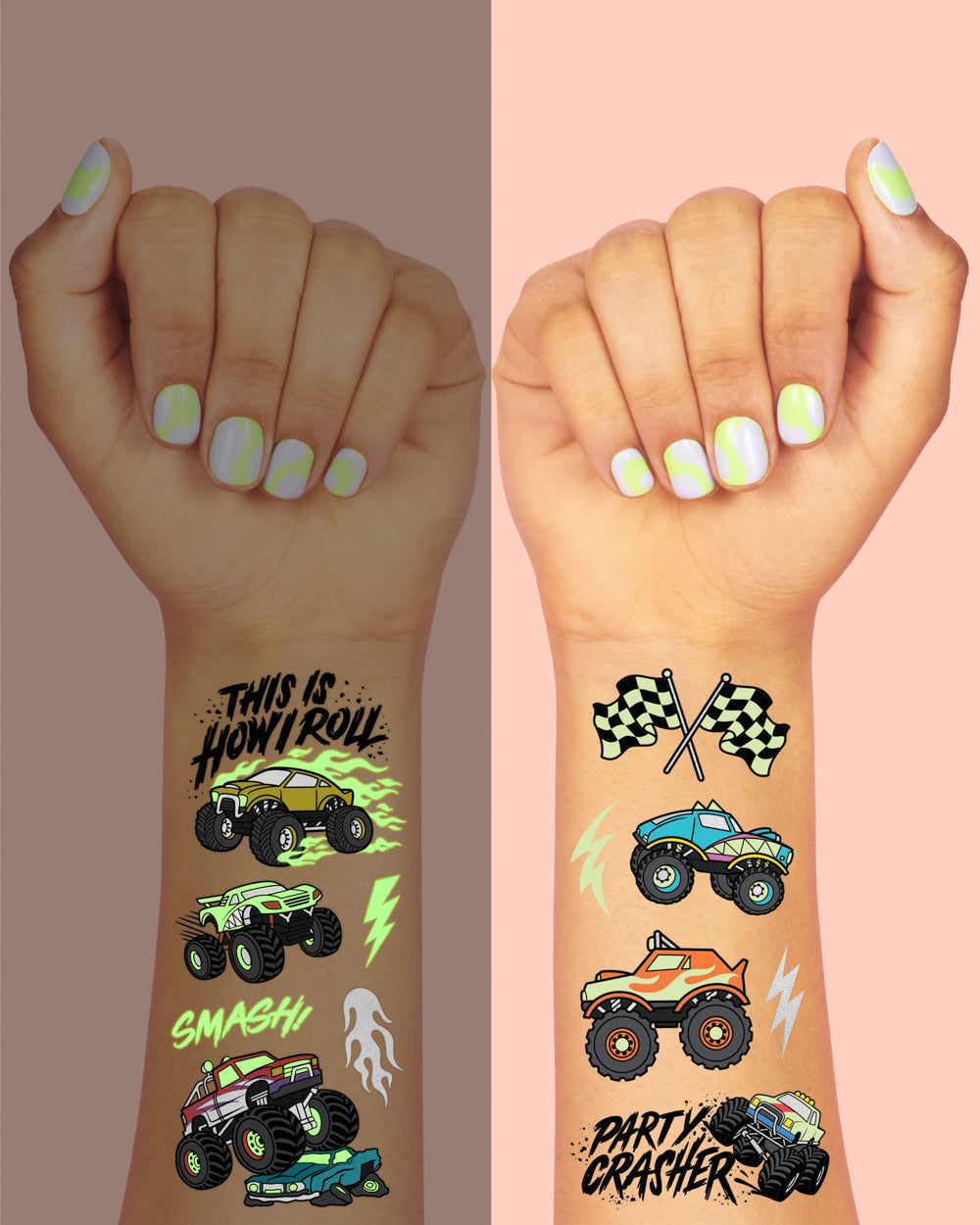 Party Crasher Glo Tats - 50 Foil Temporary Tattoos