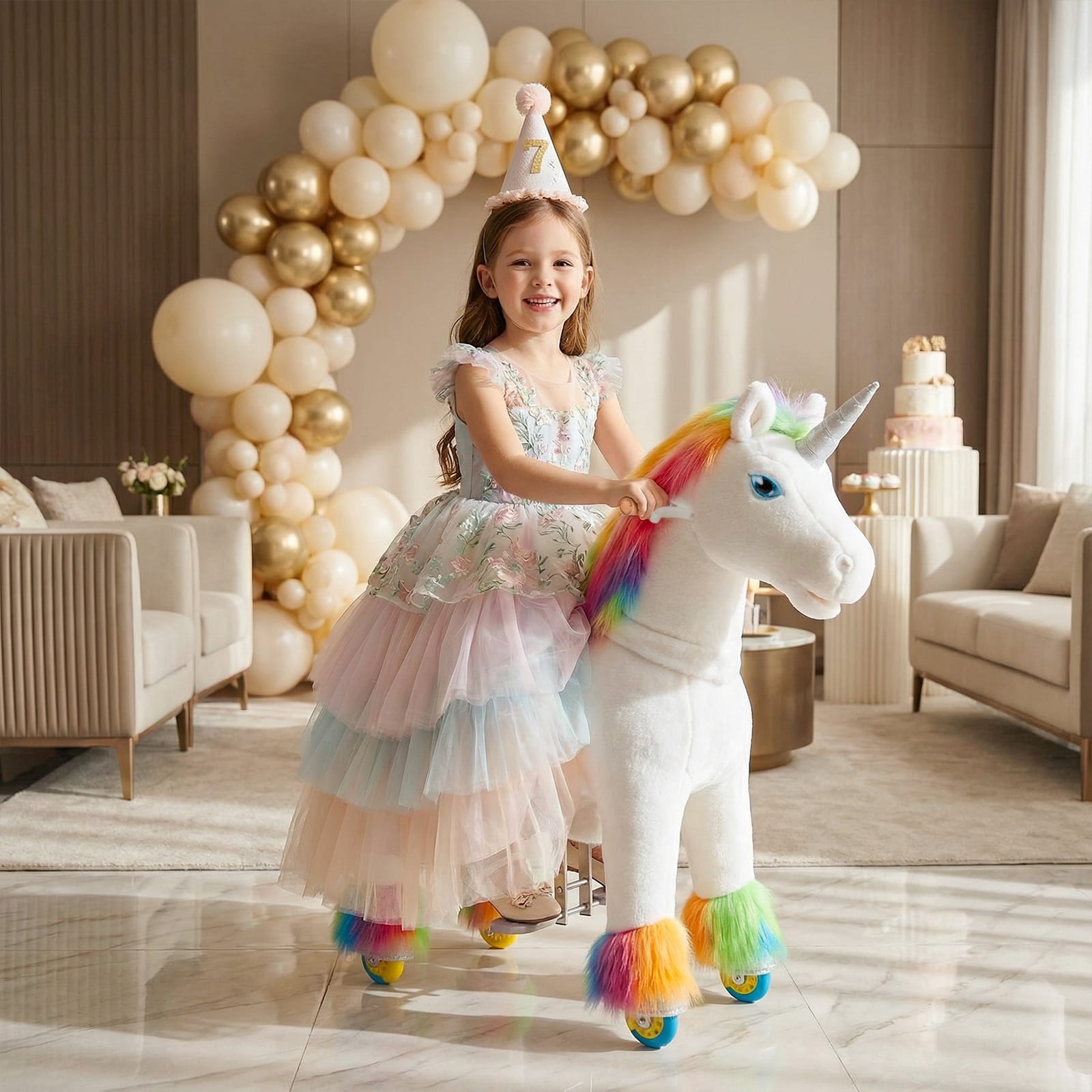 Model X® Unicorn Ride-on Toy Age 4–7 – Rainbow