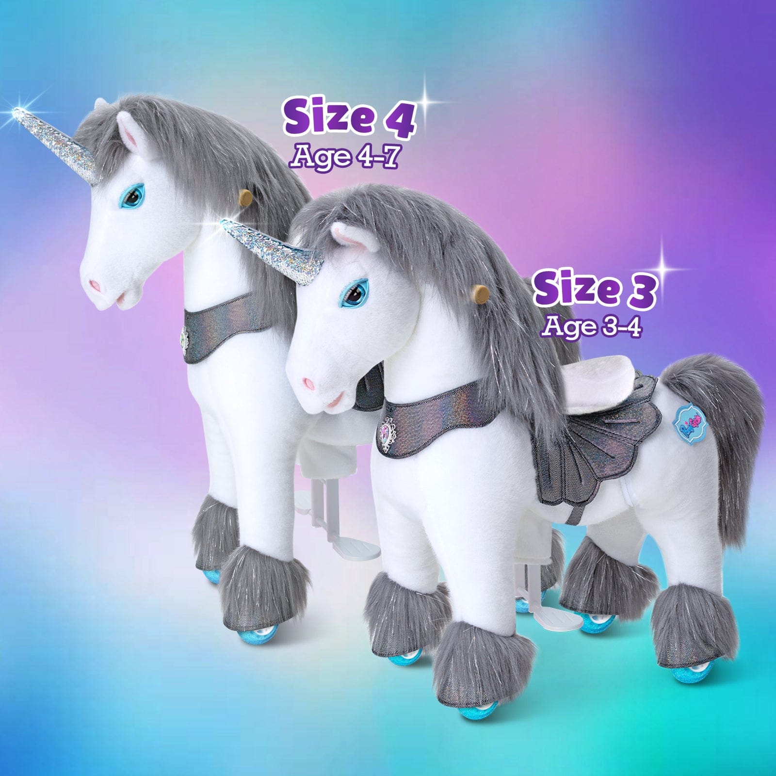 Model Y Grey Unicorn Rideable Toy For Age 4-7