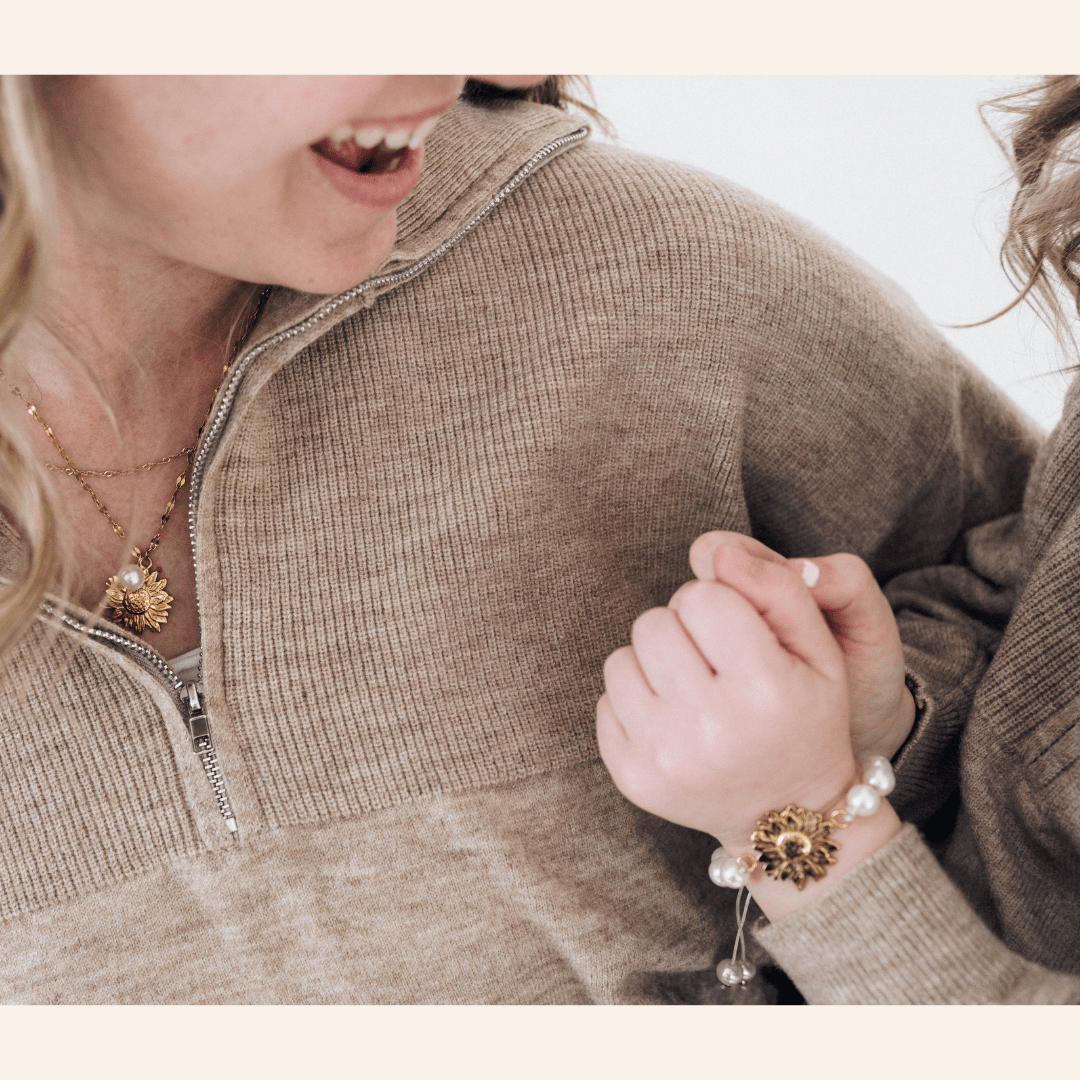 Mommy And Me Sunflower Necklace & Bracelet Set