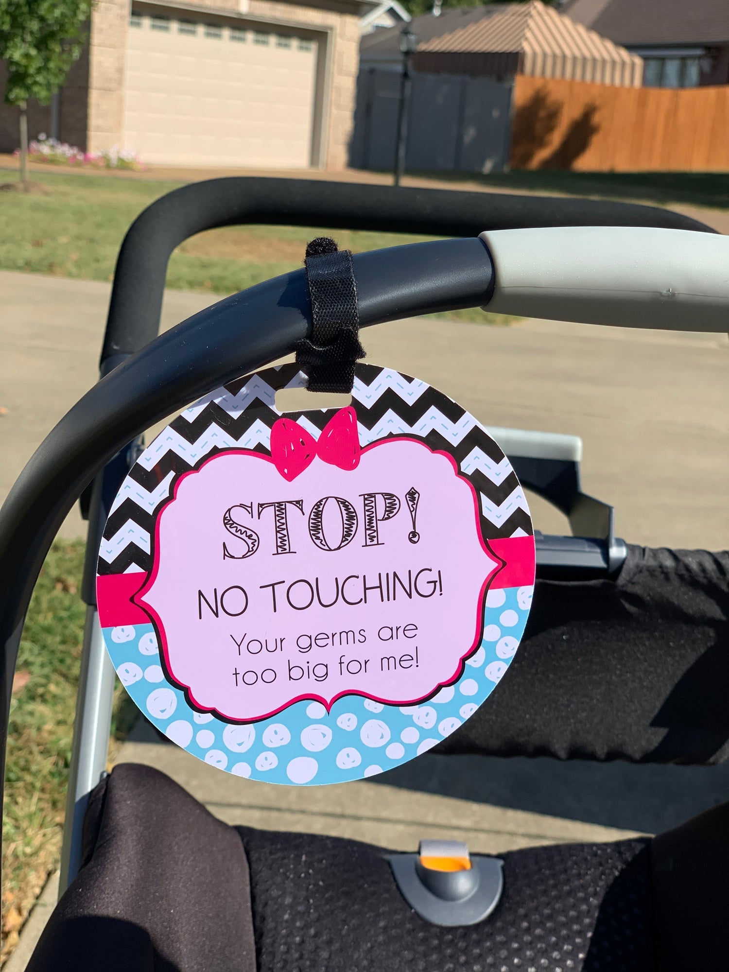 Girl Zig Zag Please Don't Touch My Baby Car Seat Sign Tag