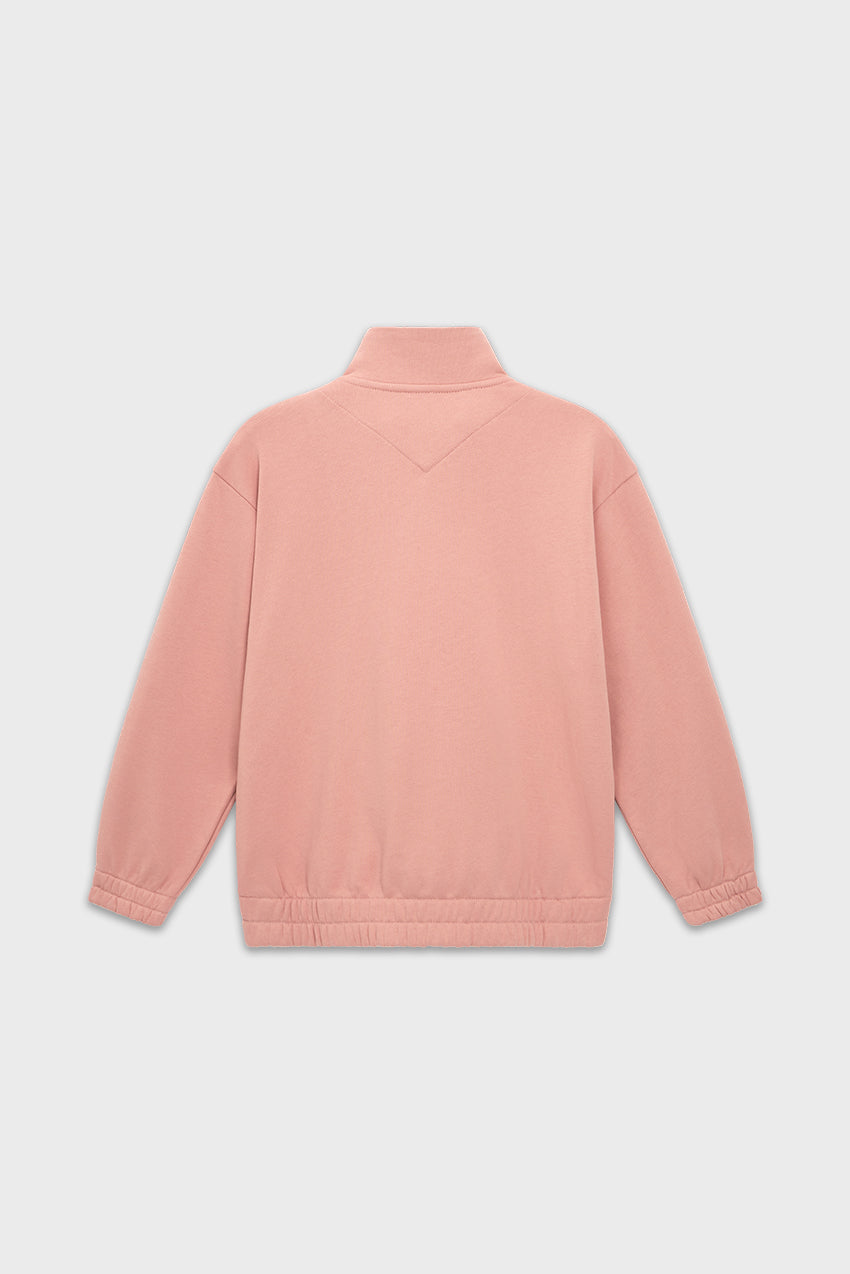Relaxed Cotton Zip Collar Sweatshirt