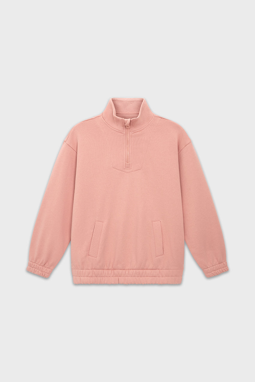 Relaxed Cotton Zip Collar Sweatshirt