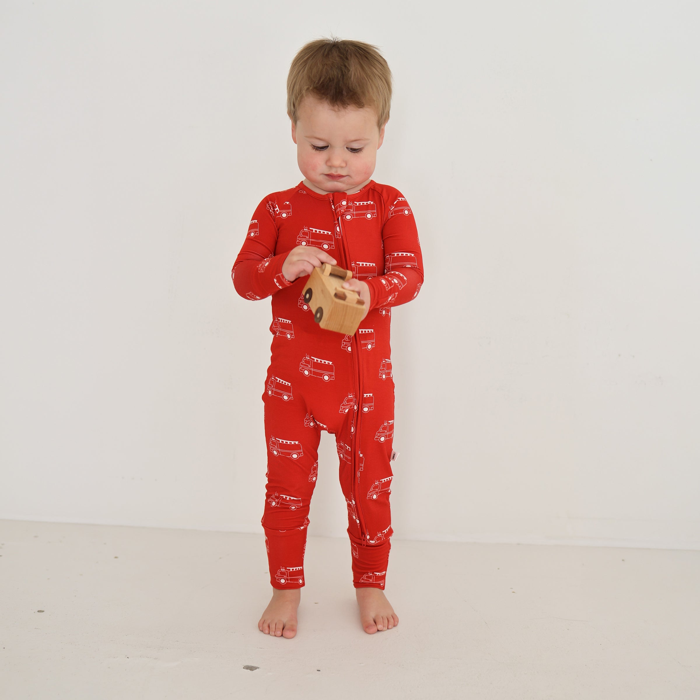 Bamboo Zip Pajamas | Fire Truck