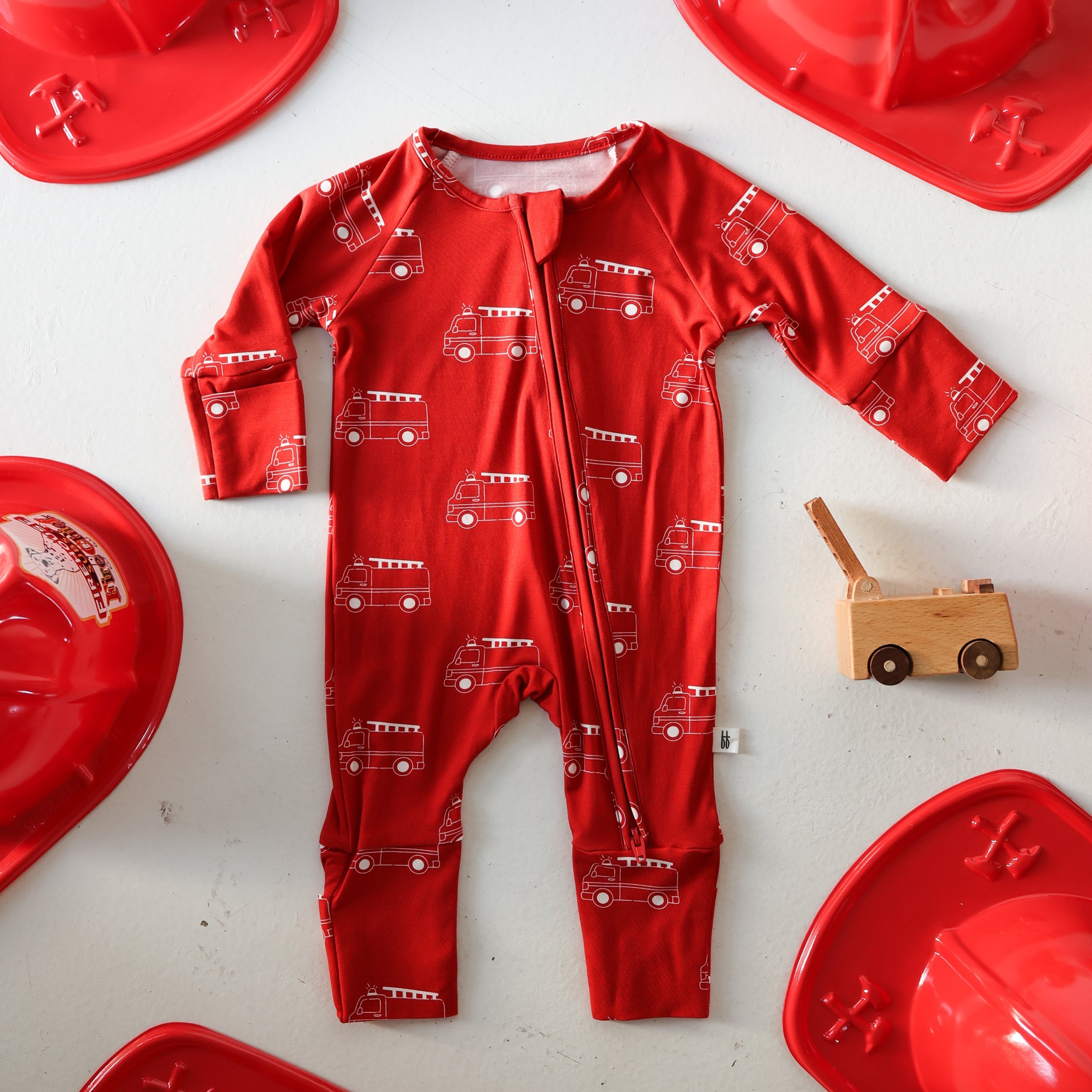 Bamboo Zip Pajamas | Fire Truck
