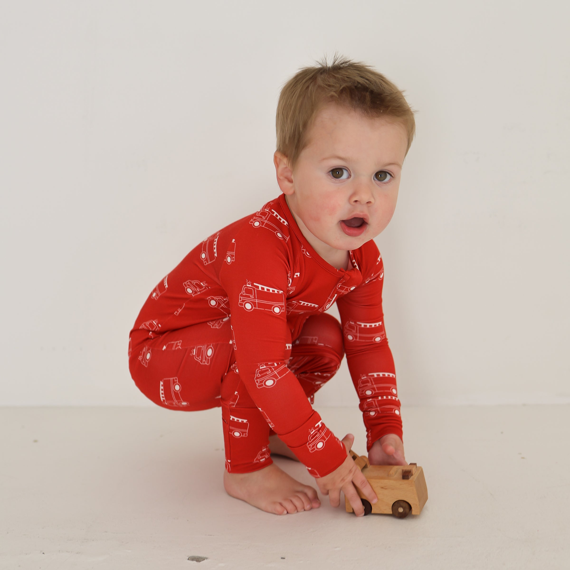 Bamboo Zip Pajamas | Fire Truck
