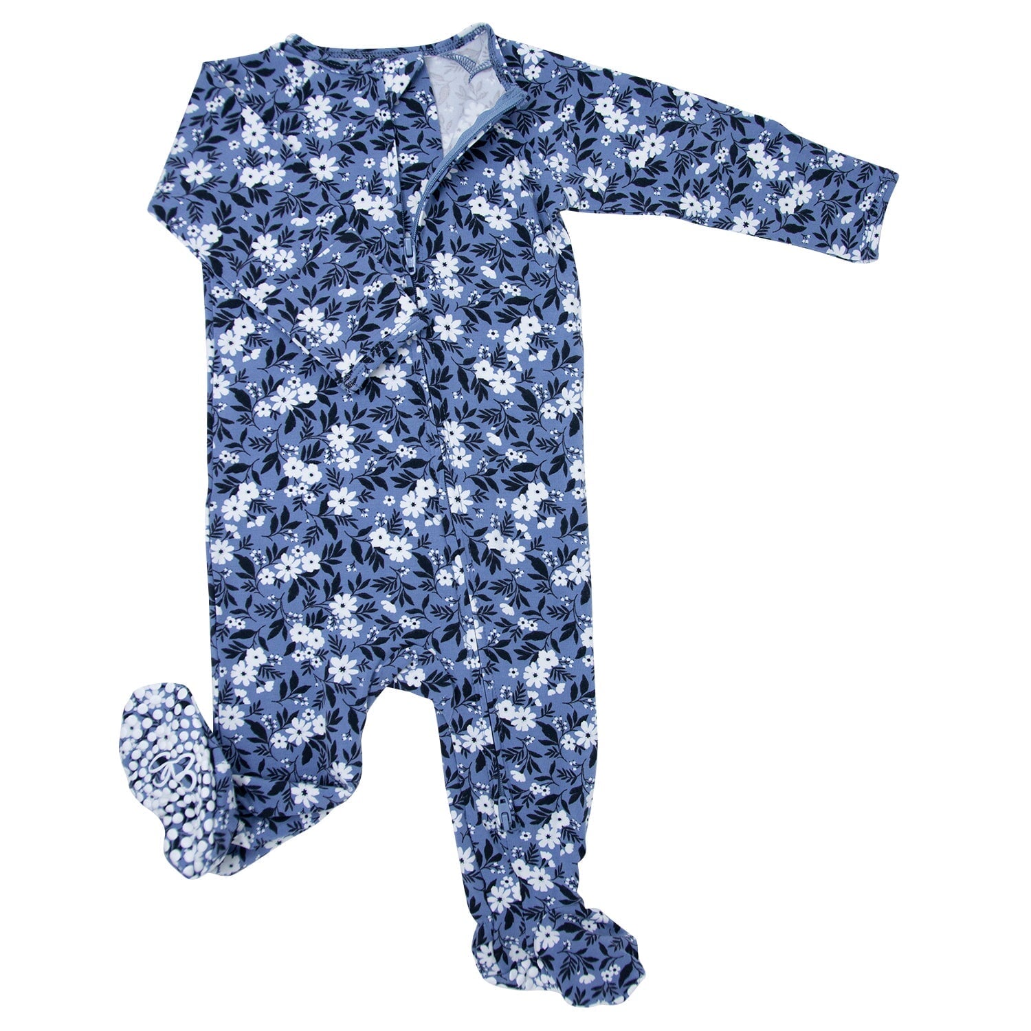 Zipper Footie - Vintage Floral Blue