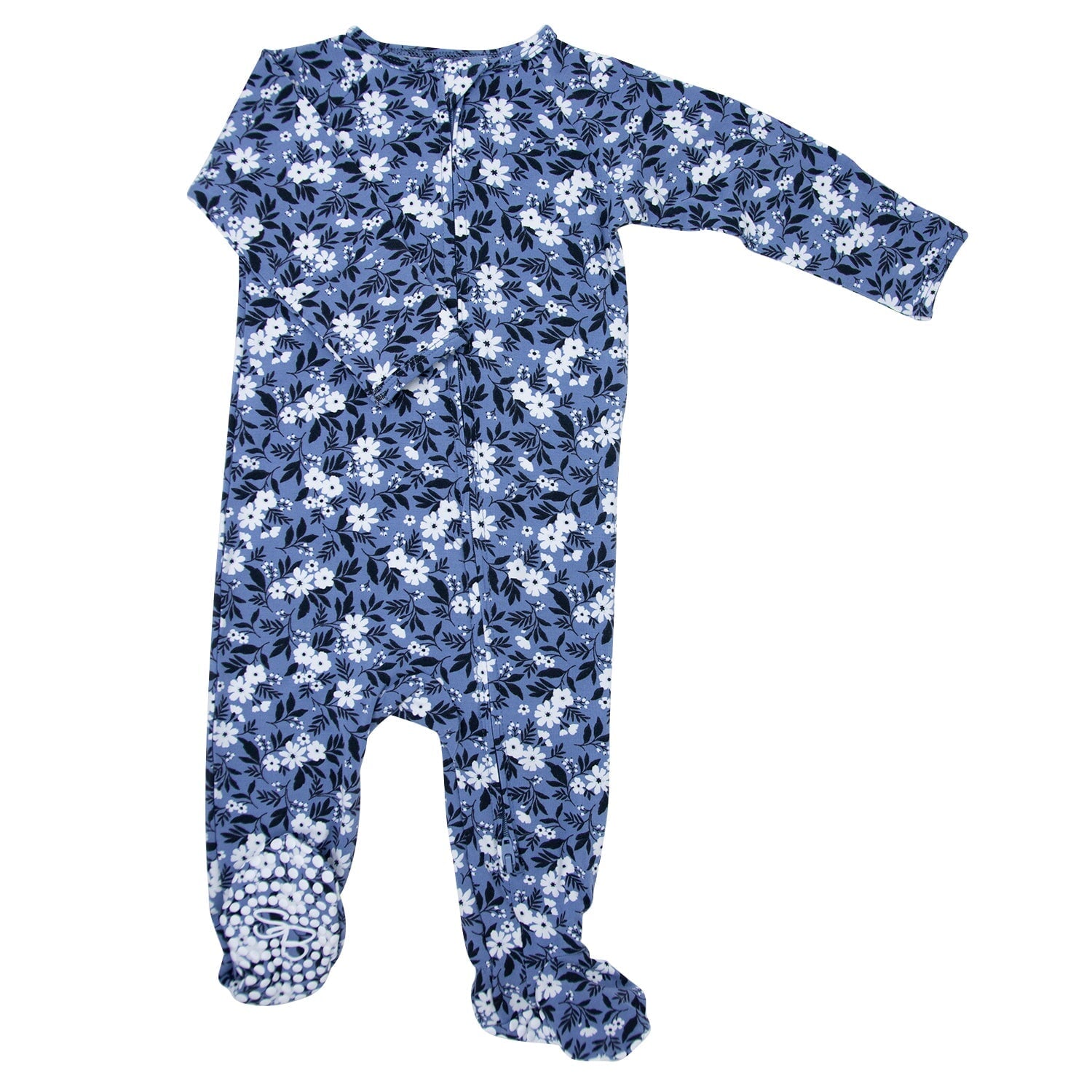 Zipper Footie - Vintage Floral Blue
