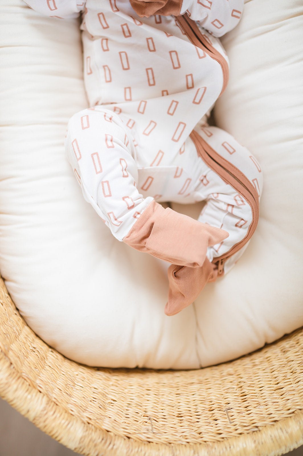 Zipper Romper - Neutral Rectangles