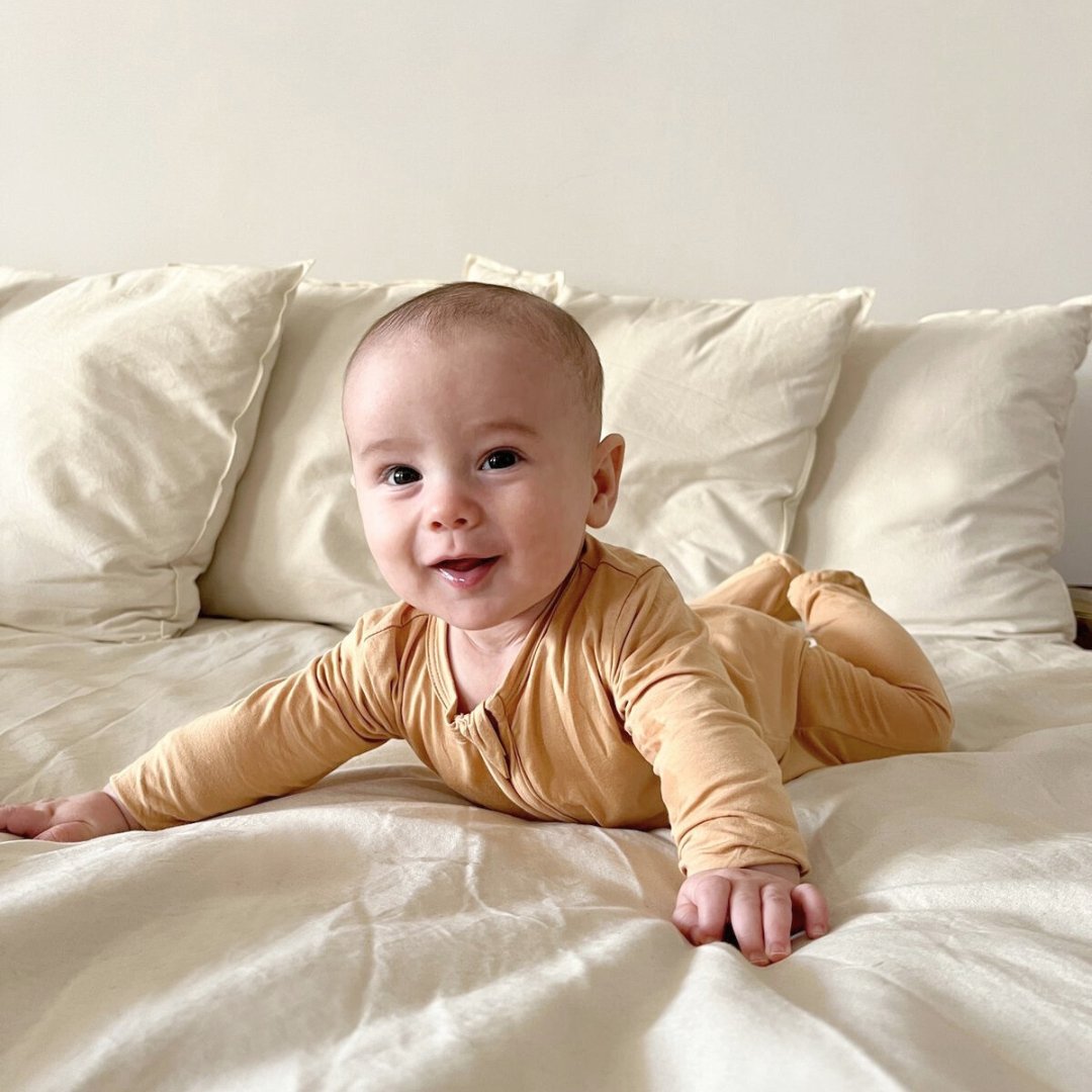 Zippered Footie In Apricot