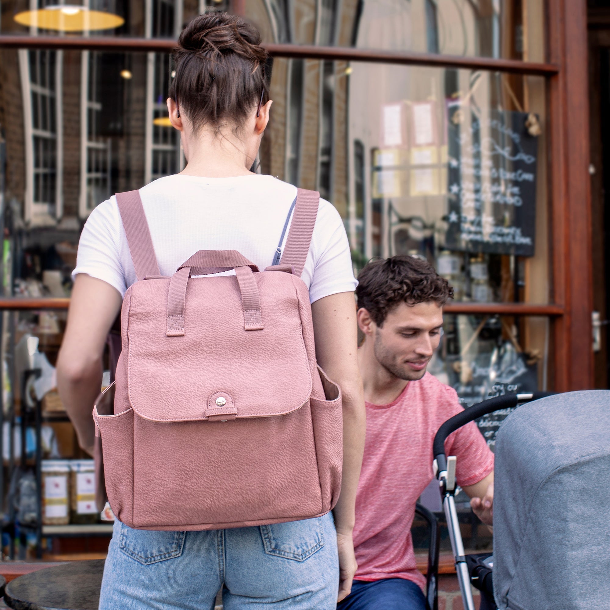 Robyn Vegan Leather Convertible Backpack Dusty Pink