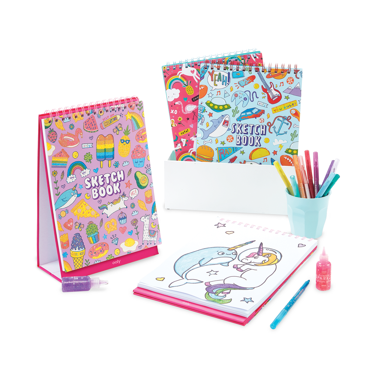 OOLY Sketch & Show Standing Sketchbook - Cute Doodle World Sketch Books
