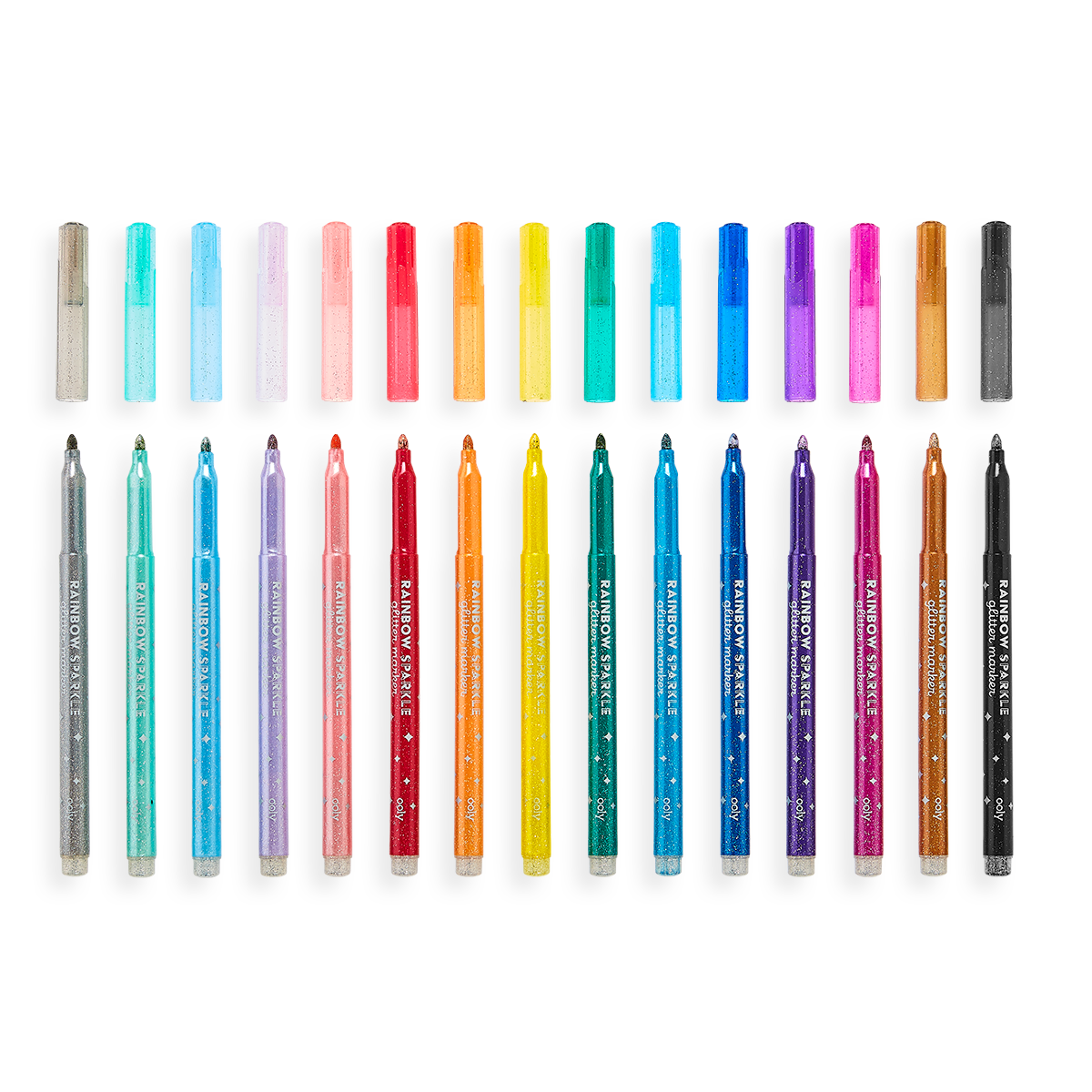 OOLY Rainbow Sparkle Glitter Markers - Set of 15 Markers