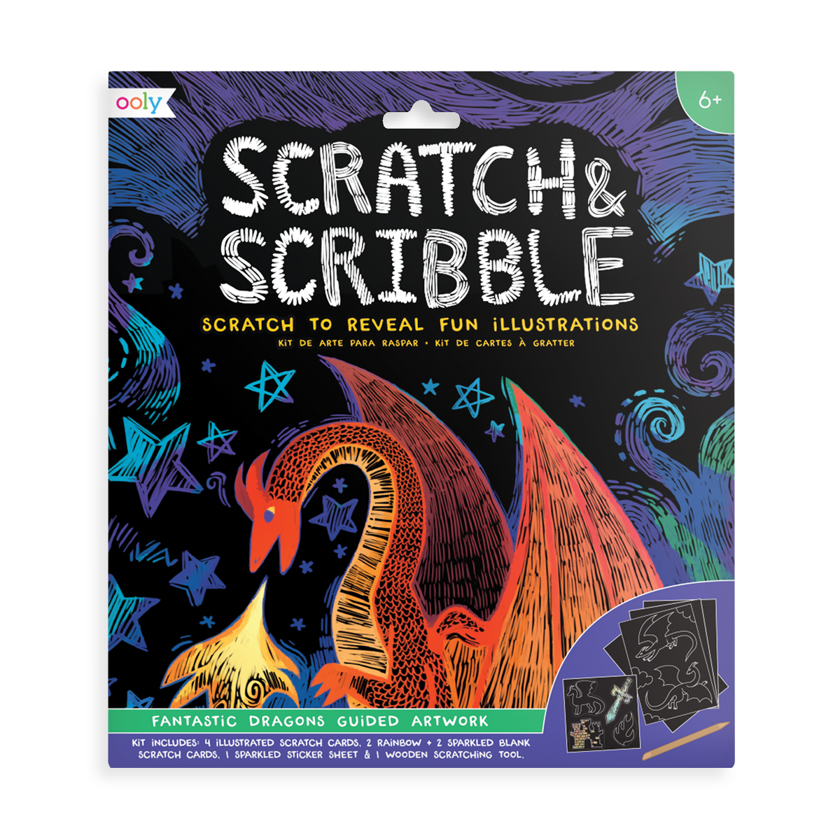 OOLY Fantastic Dragon Scratch and Scribble Scratch Art Kit Art Kits