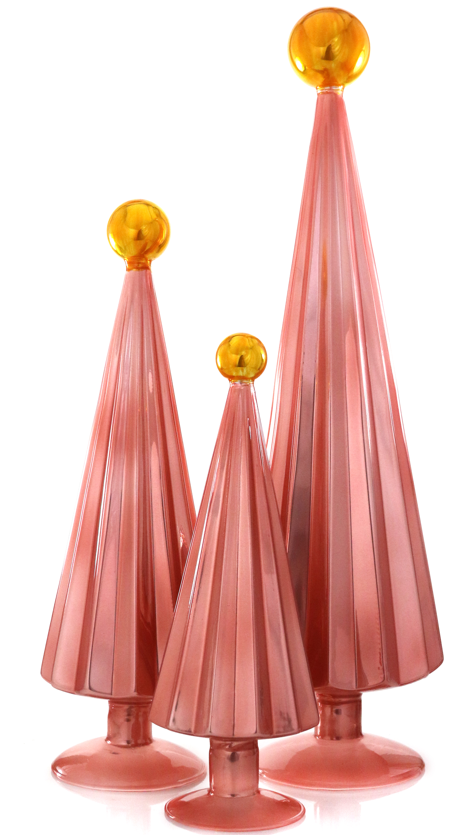 Pleated Tree Rose Gold Set Of 3