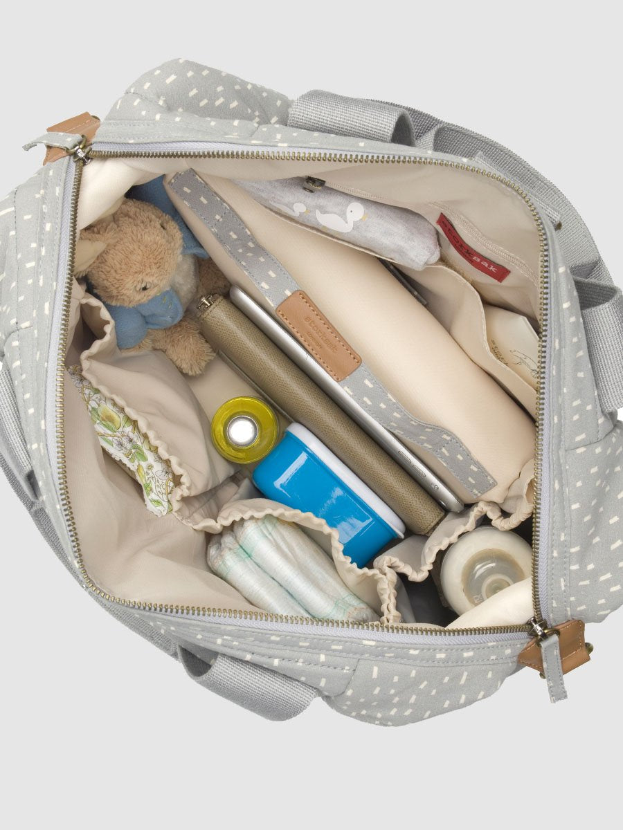 Storksak Organic Diaper Bag Tote - Pale Grey Rain Dots Totes