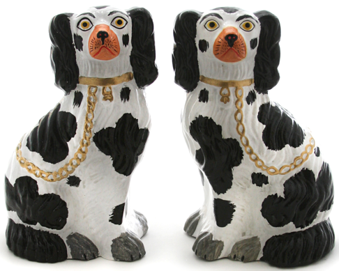 Staffordshire Dog Set Of 2 Blk Glazed