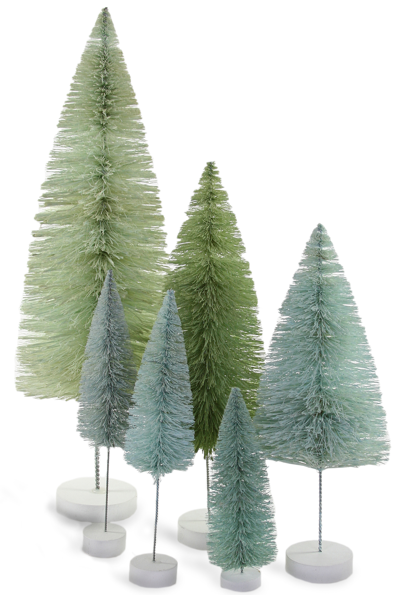 Rainbow Trees Winter Green Set Of 6