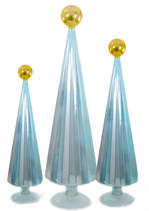 Pleated Tree Sky Gold Set Of 3