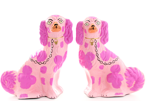 Staffordshire Dogs Set Of 2 Purple
