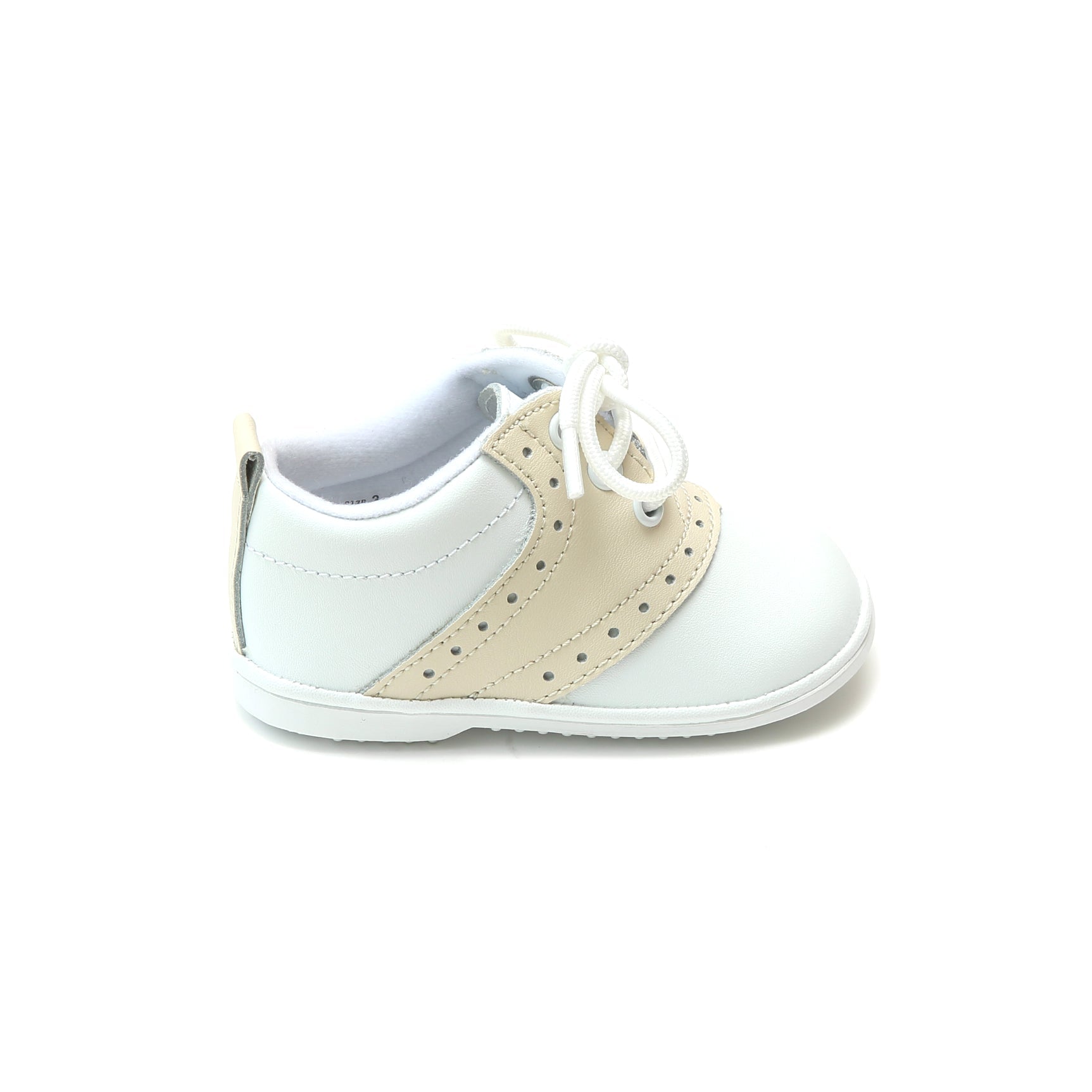 Angel Austin Beige Leather Saddle Oxford Shoe - Babies & Toddlers Lace Up Shoes