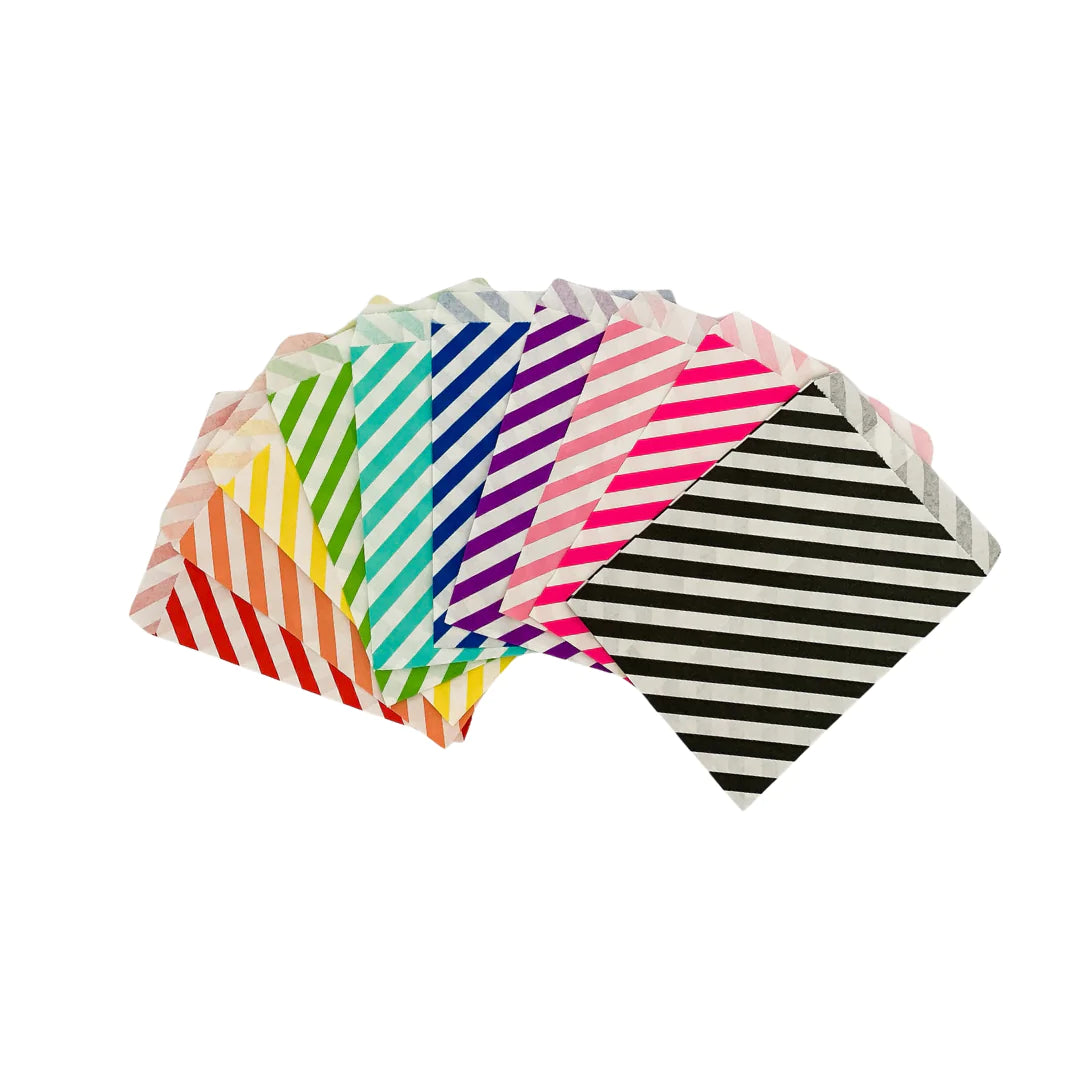 Purple Stripe Paper Treat Bags