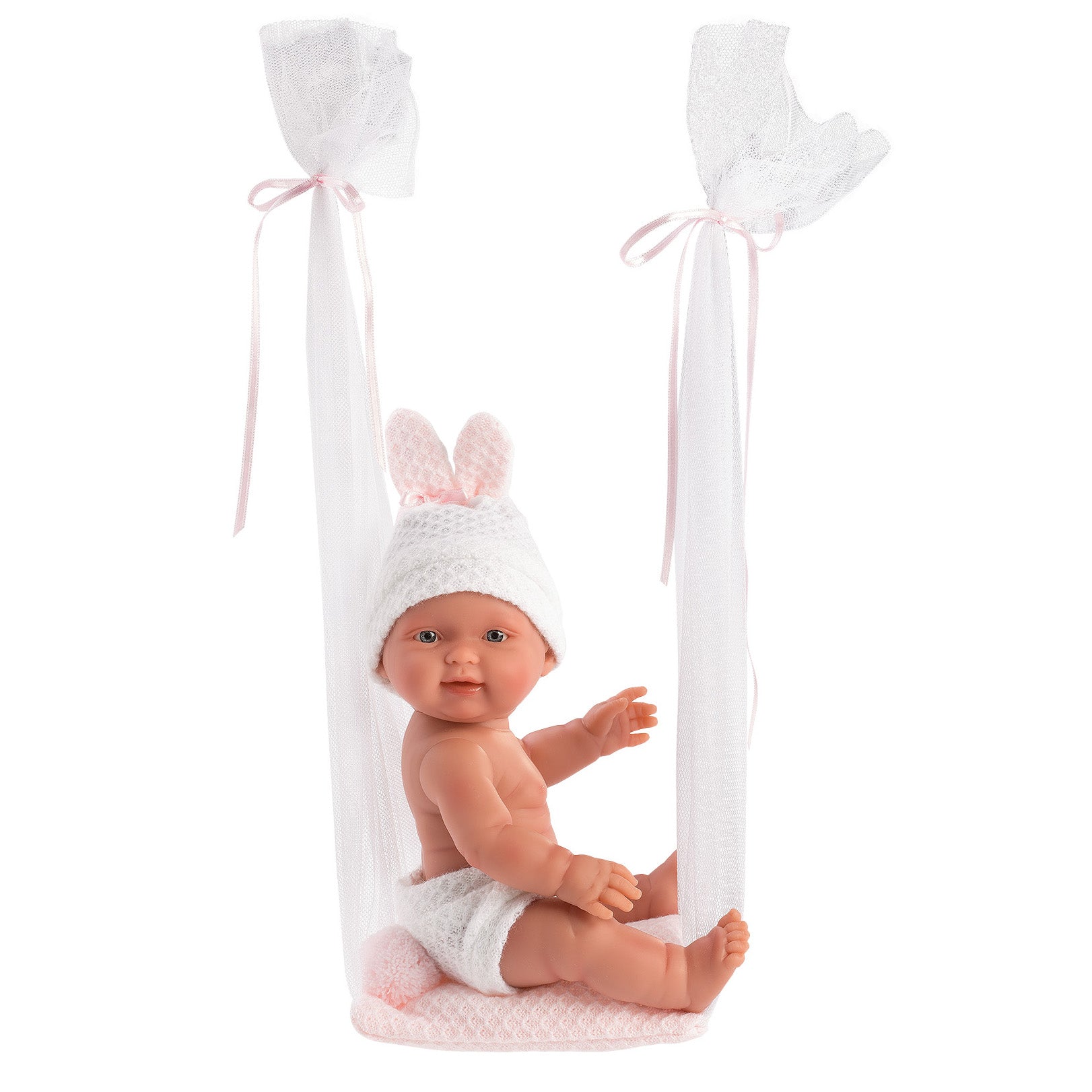 Llorens 10.2" Anatomically-Correct Baby Doll Sadie with Tulle Baby Swing Dolls