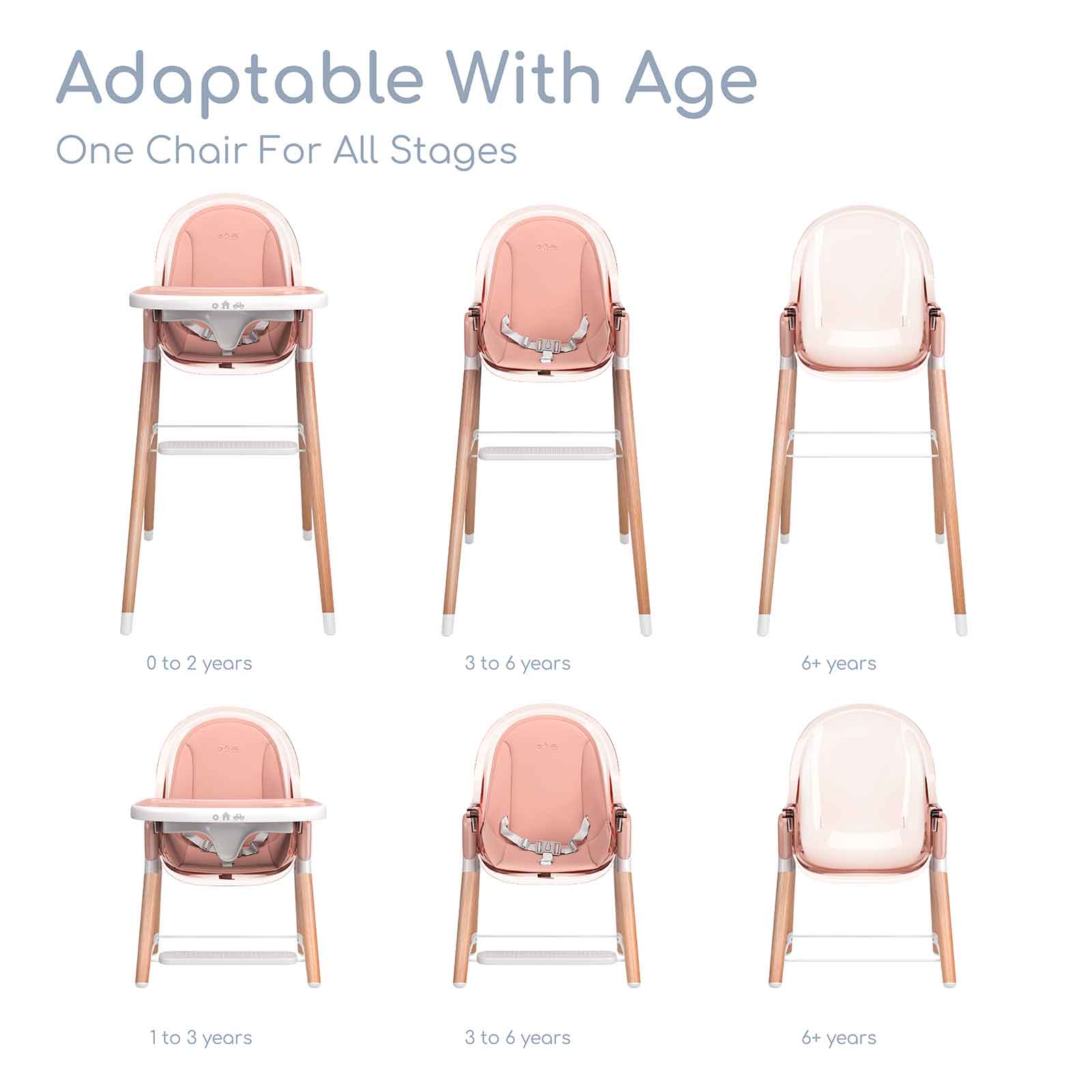 Children Of Design 6 In 1 Deluxe High Chair W/cushion
