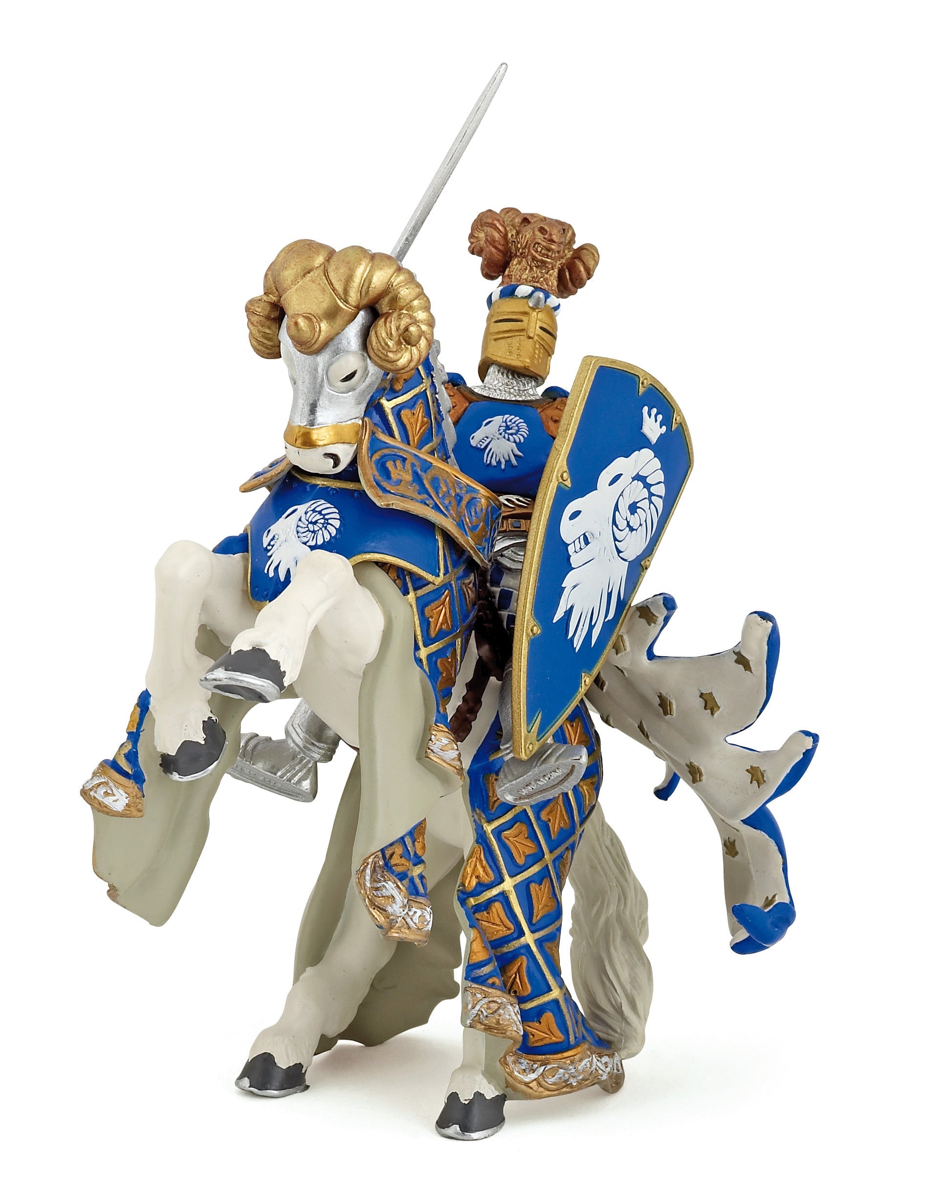 Papo France Blue Weapon Master Ram Horse
