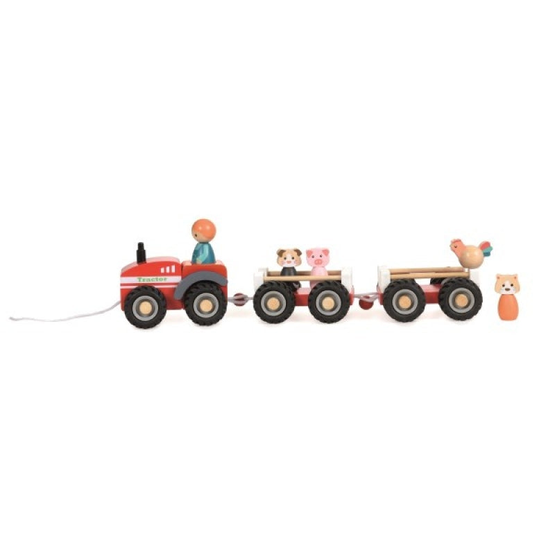 Egmont Wood Farm Tractor with Two Trailers Pretend Play