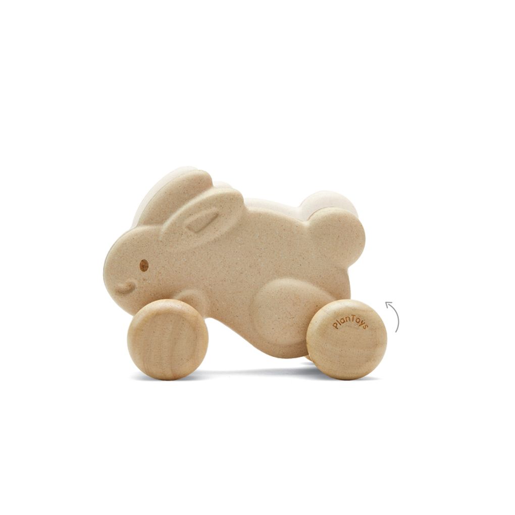 PlanToys Push Along Bunny - White Push & Pull