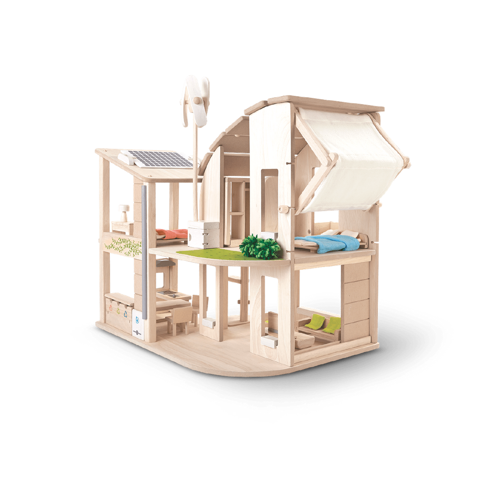 Green Dollhouse With Furniture