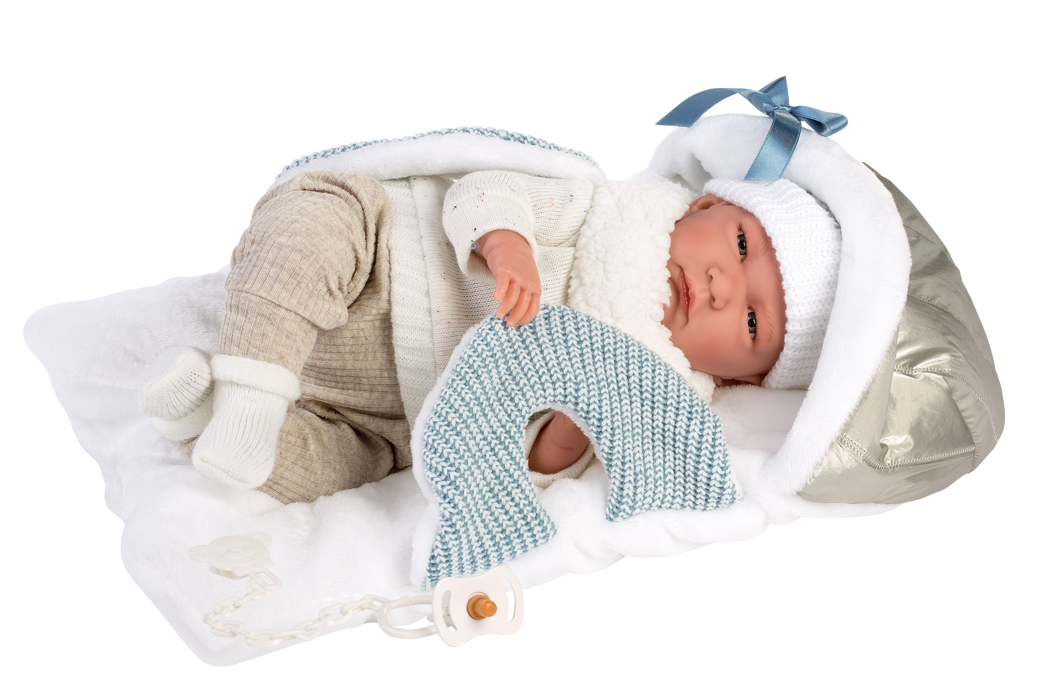 Llorens 16.5" Articulated New Born Justin With Blanket Dolls