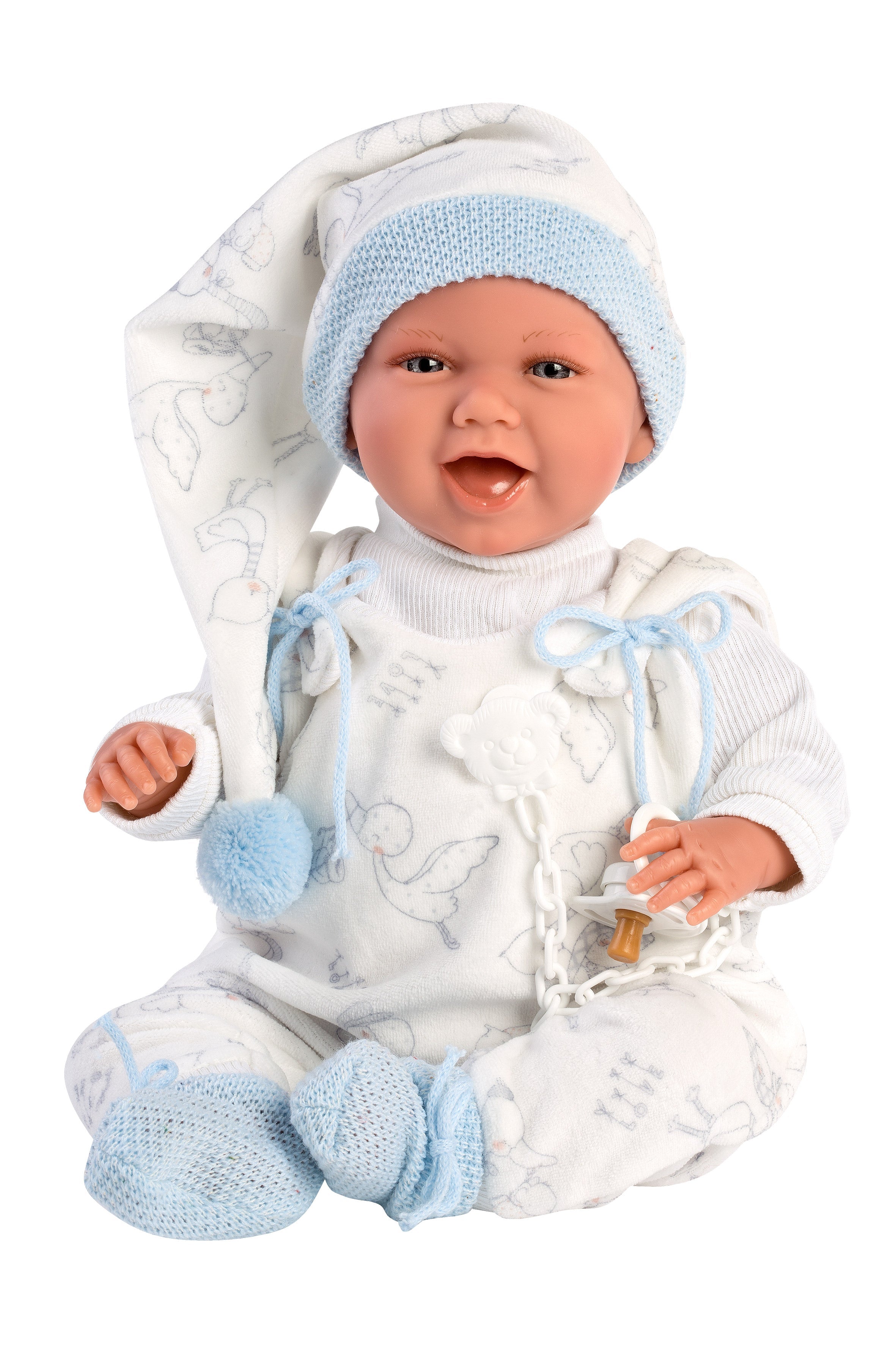 Llorens 16.5" Articulated New Born Drake With Carrycot Dolls