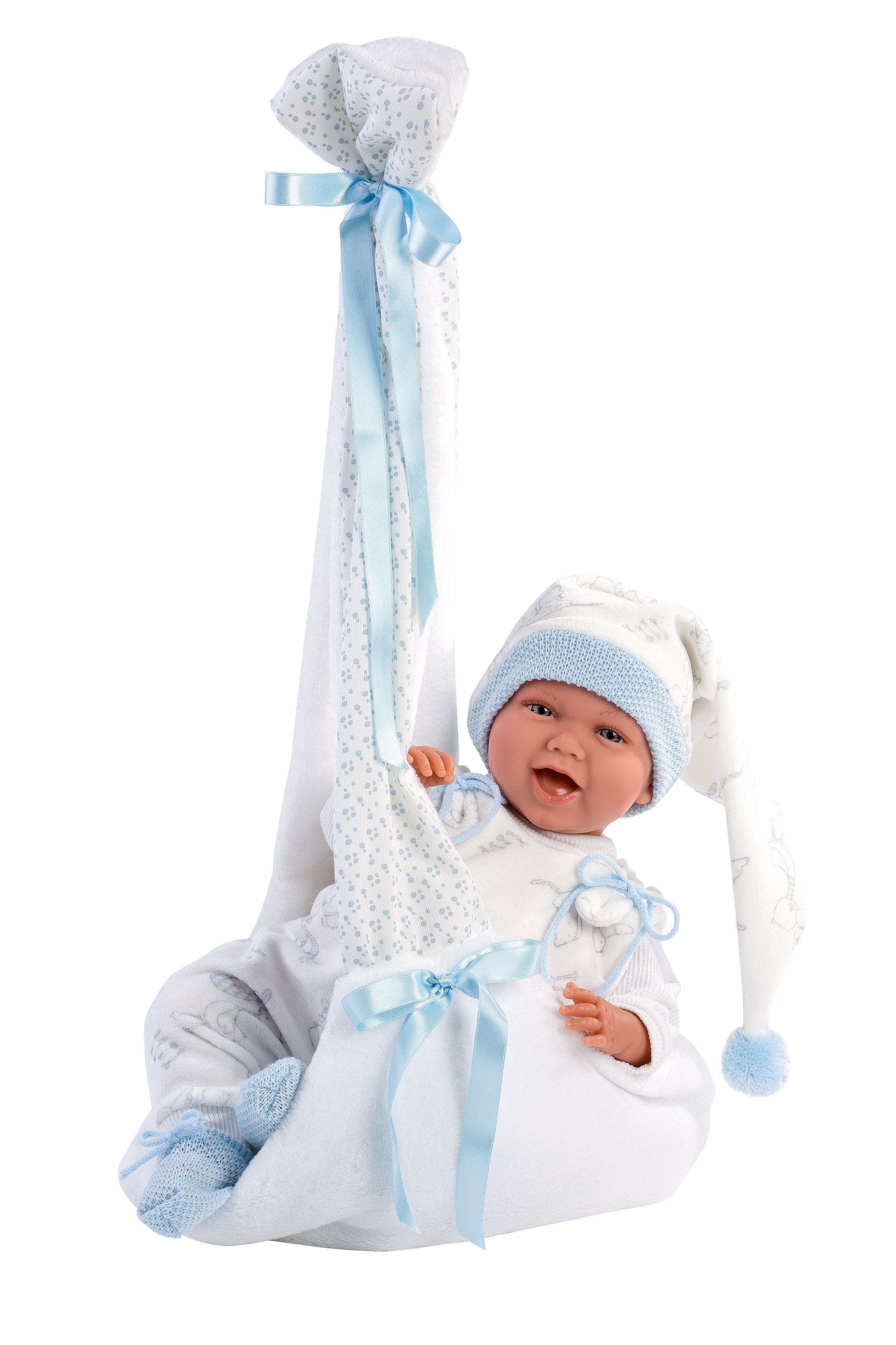 Llorens 16.5" Articulated New Born Drake With Carrycot Dolls