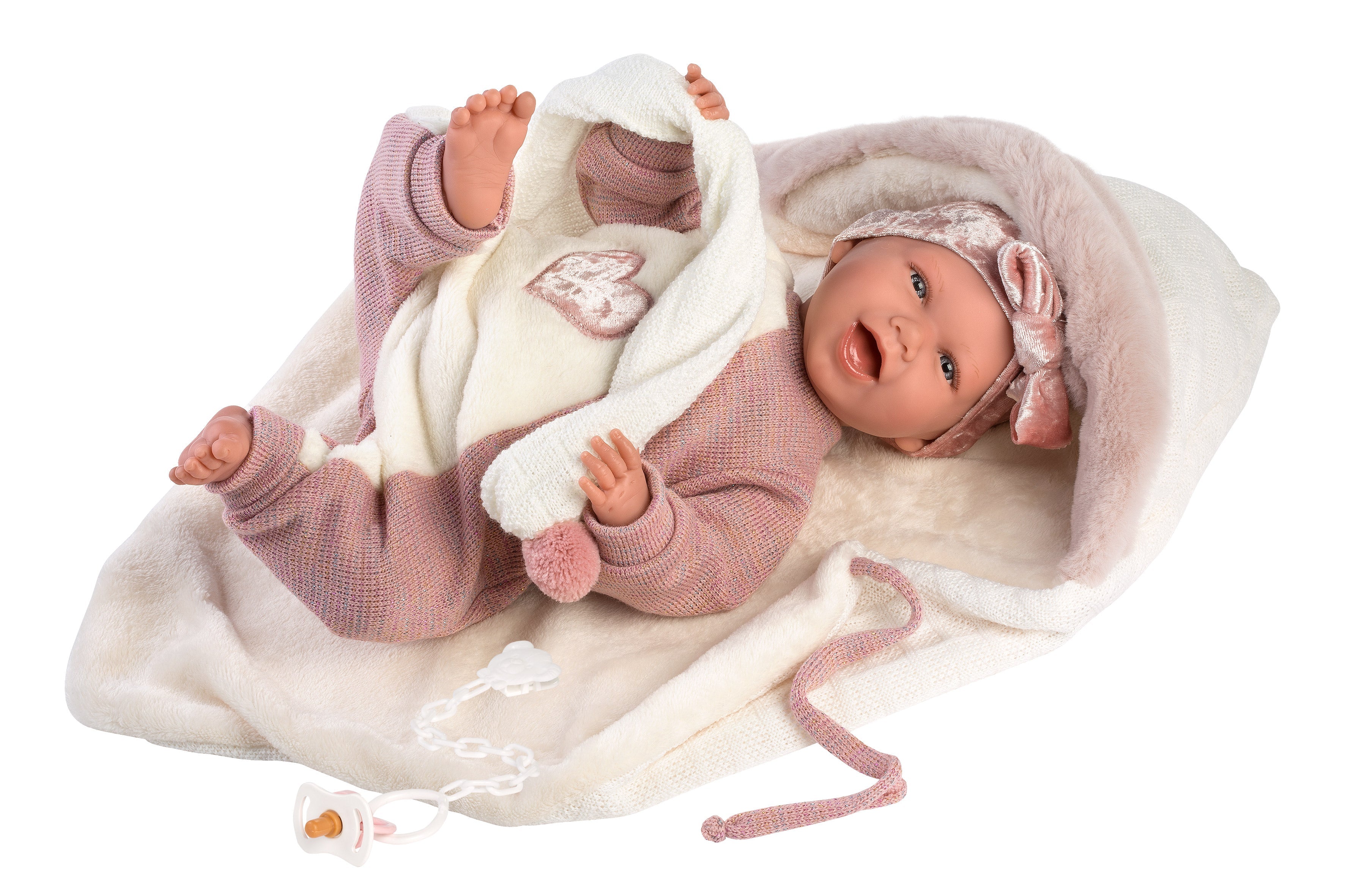 Llorens 16.5" Soft Body Crying Newborn Doll Estella with Blanket Dolls