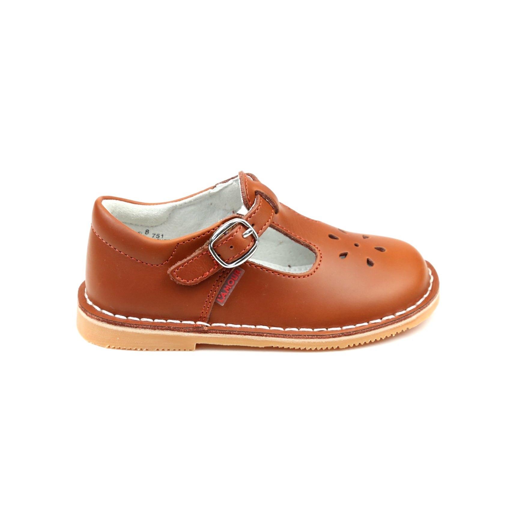 L'Amour Joy Cognac T-Strap Mary Jane Mary Janes