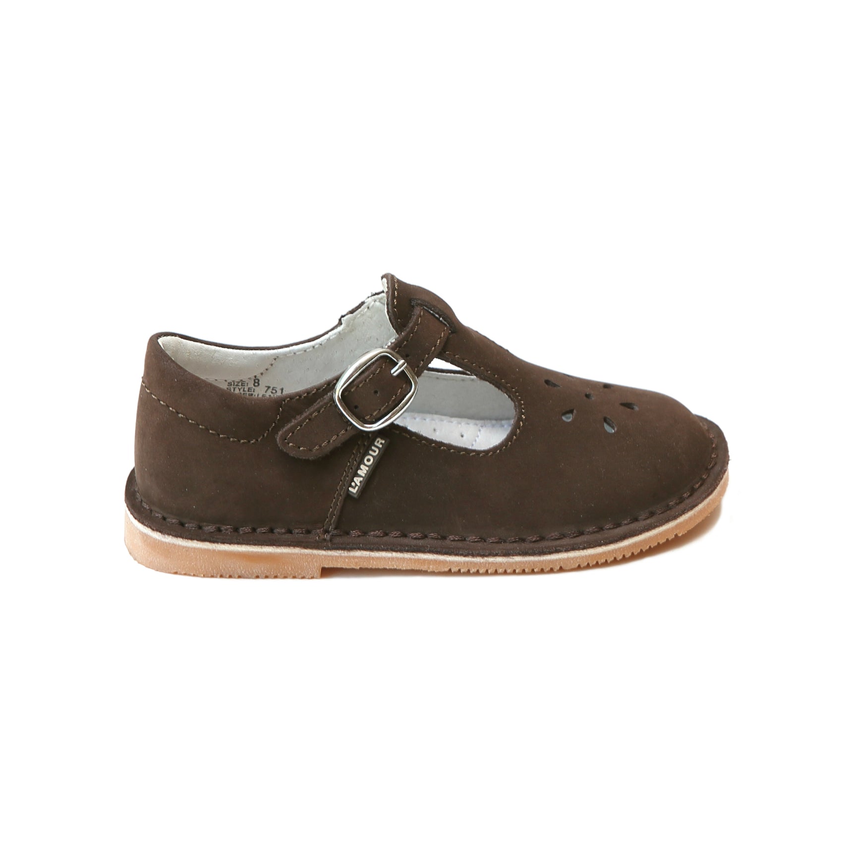 L'Amour Joy Classic Nubuck Leather T-Strap Mary Jane Mary Janes