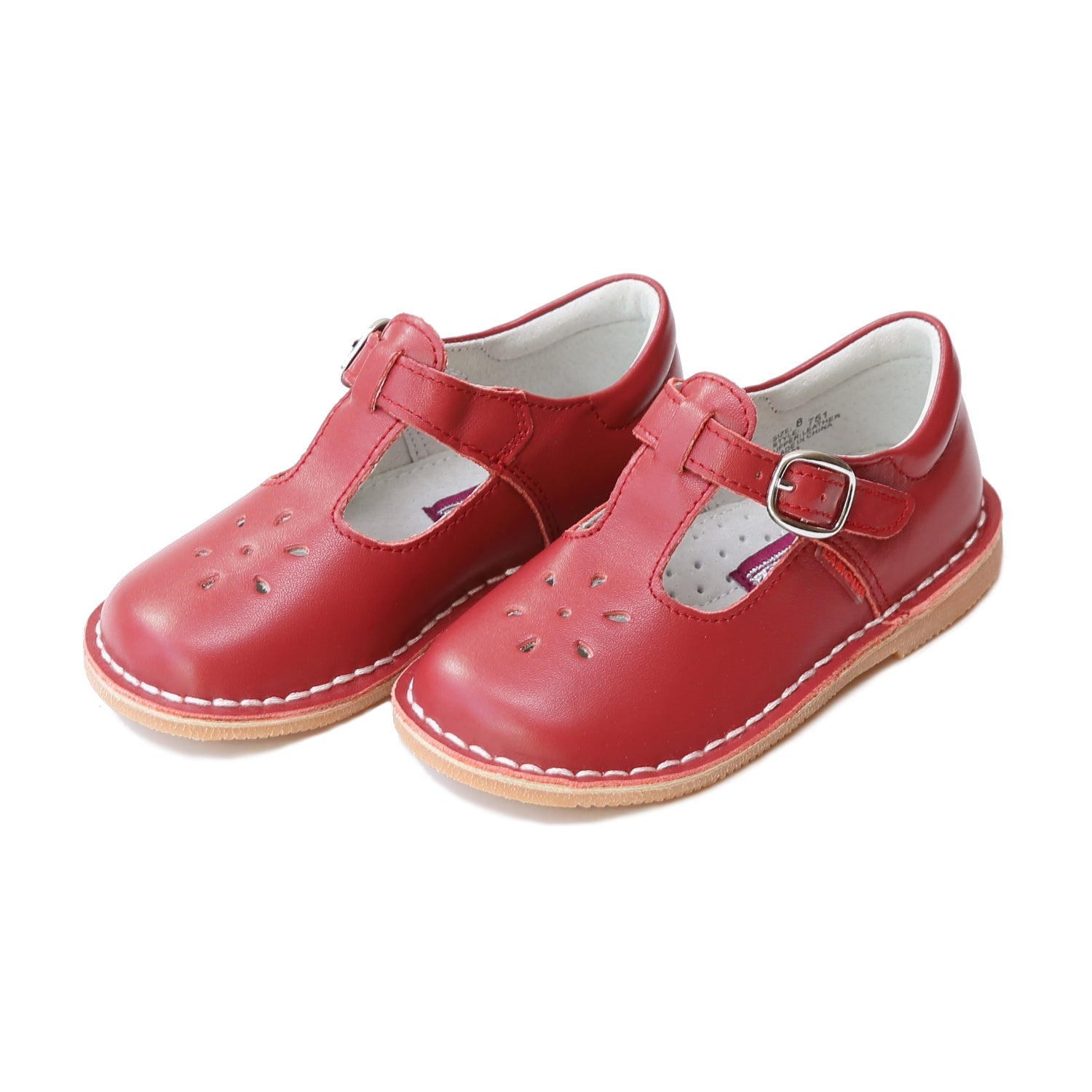 L'Amour Joy Classic Red Leather T-Strap Mary Jane Mary Janes