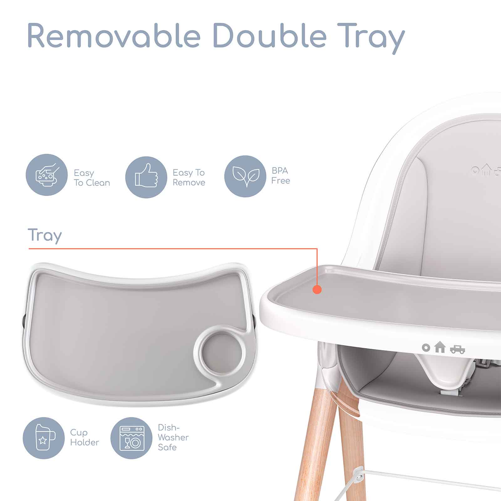 Children Of Design 6 In 1 Deluxe High Chair W/cushion