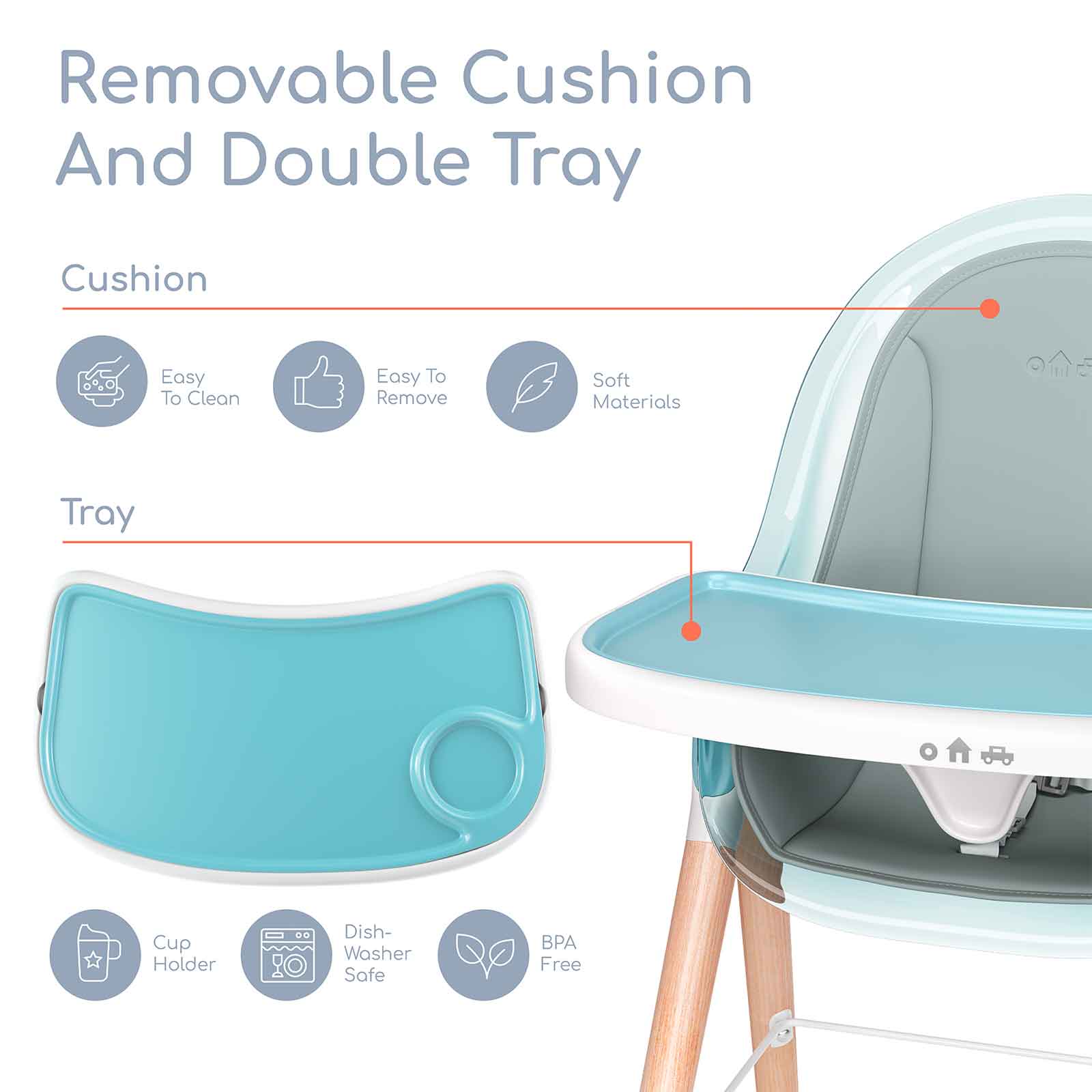 Children Of Design 6 In 1 Deluxe High Chair W/cushion