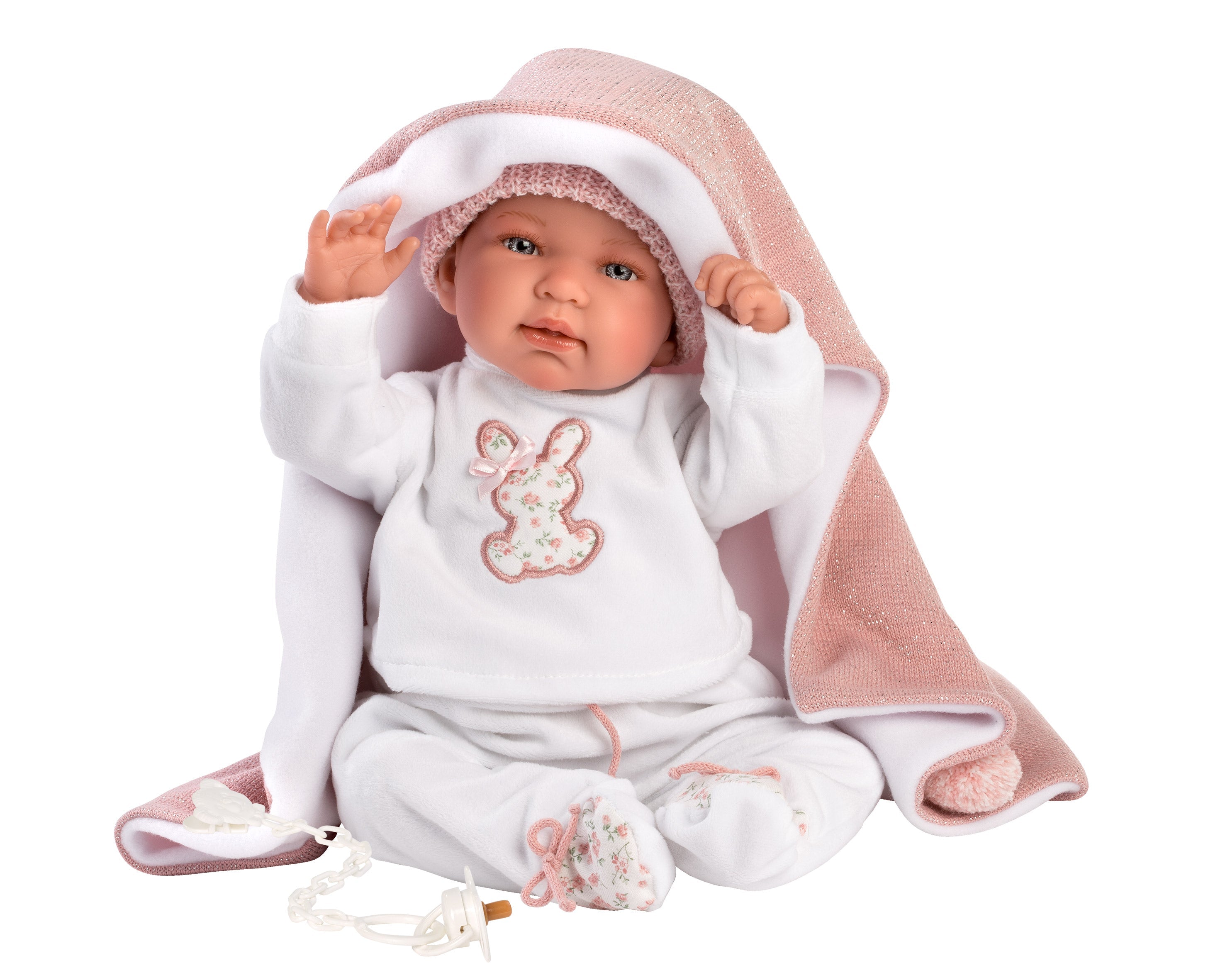 Llorens 17.3" Soft Body Crying Newborn Doll Tina with Blanket Dolls