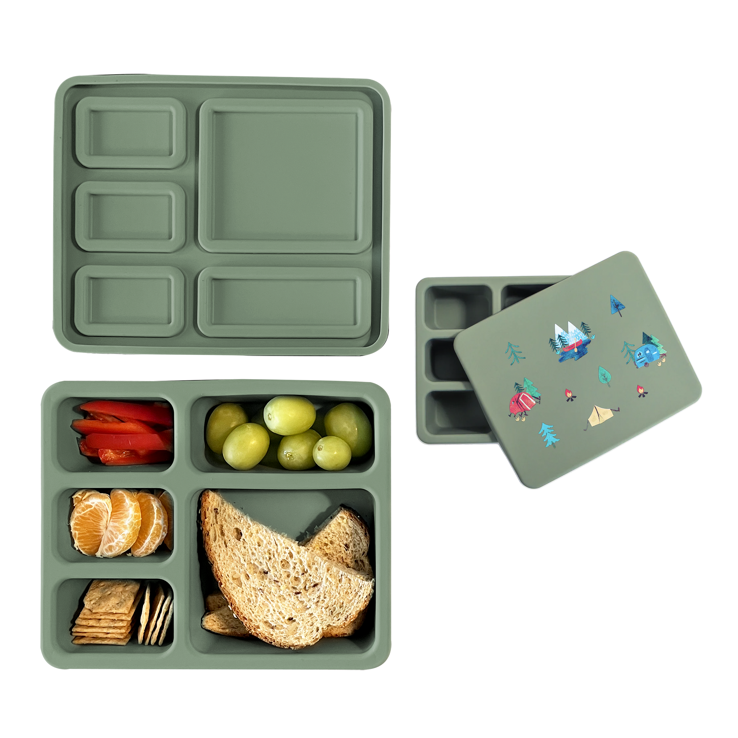Silicone Bento Box Camper Sage Green