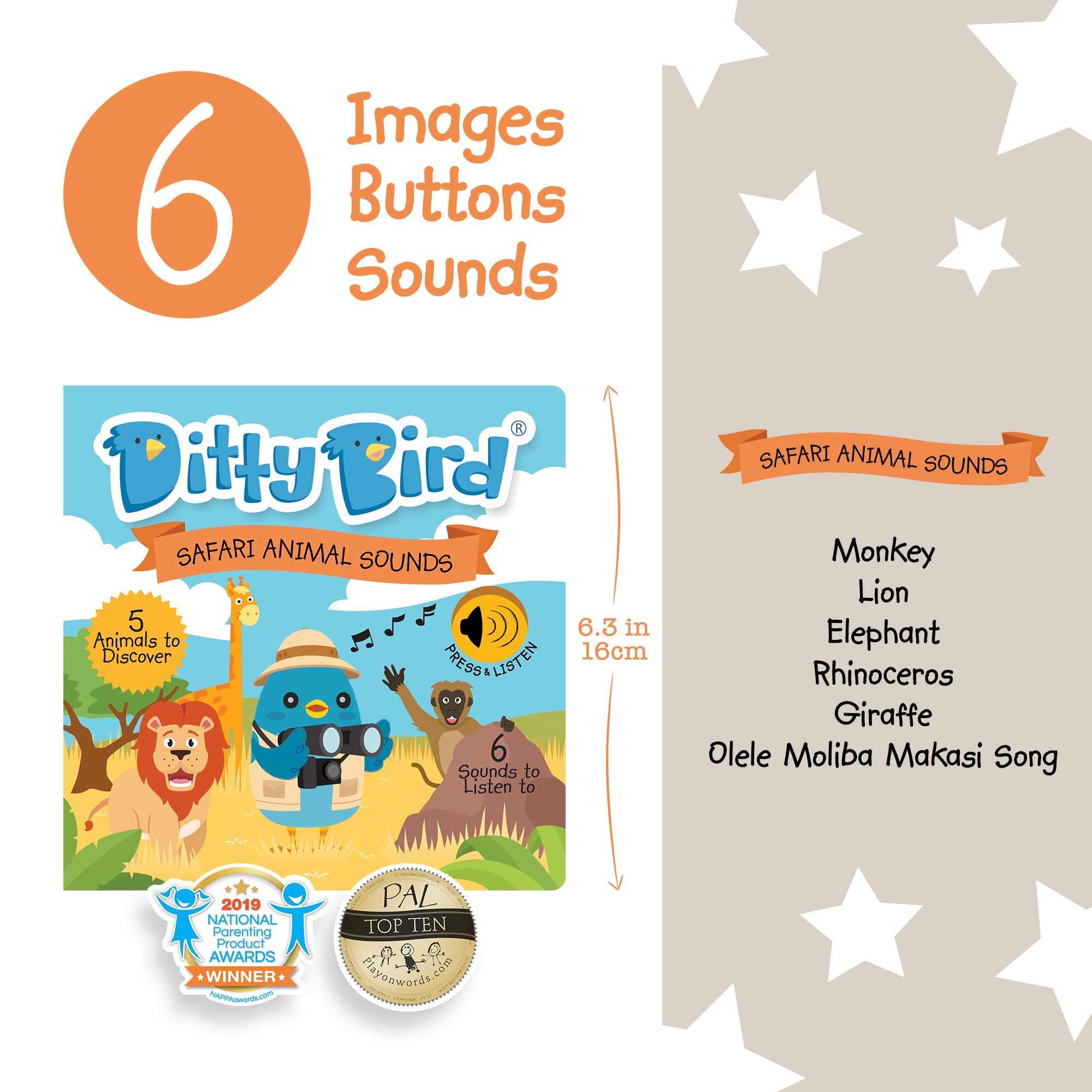 Ditty Bird Safari Animal Sounds Sound Books