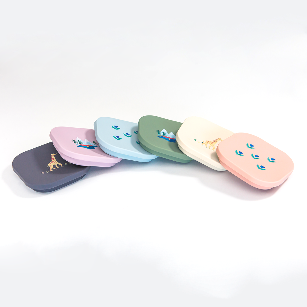 Silicone Collapsible Snack Bowl Wildflower Chambray Blue