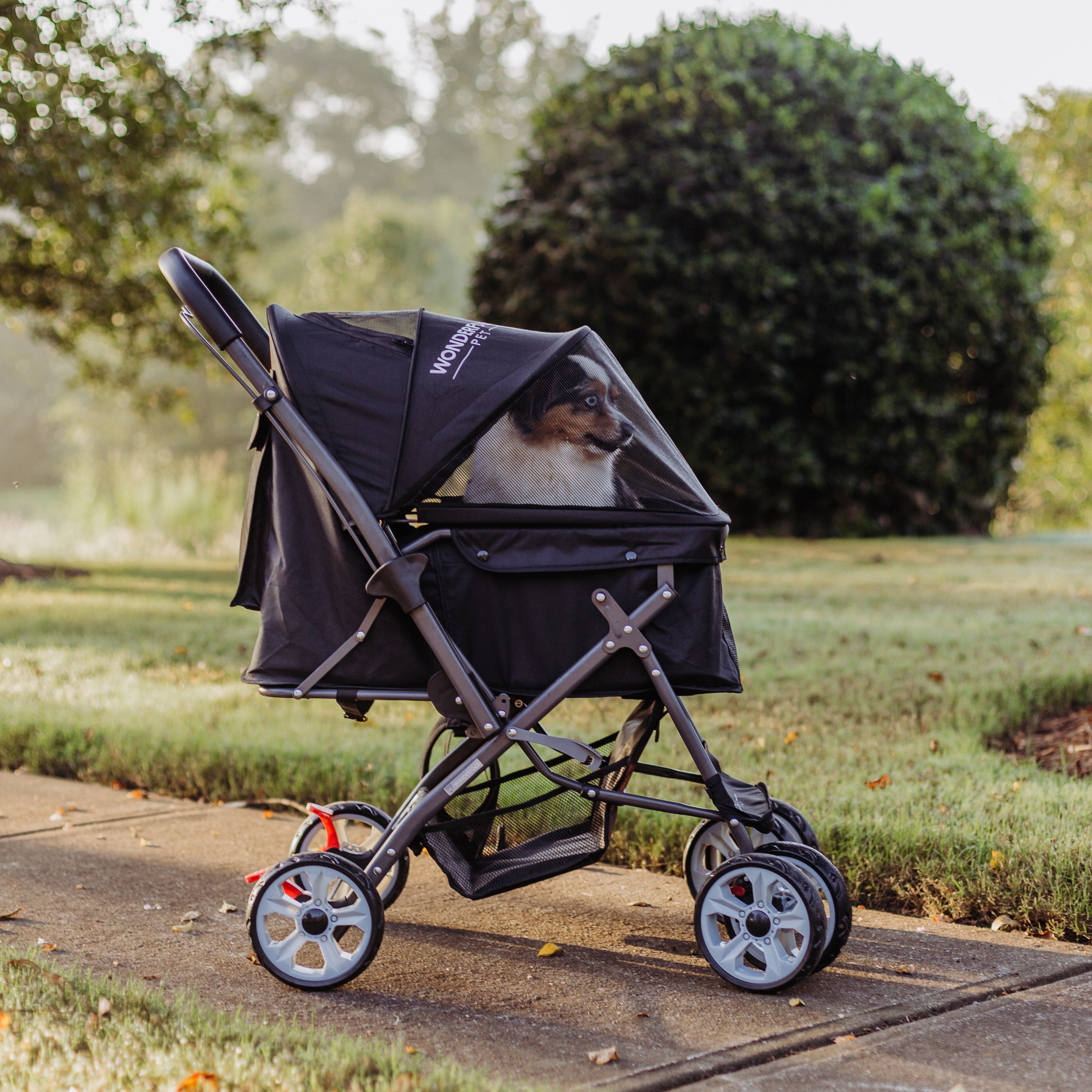 Folding Pet Stroller with Zipperless Entry & Reversible Handle Bar