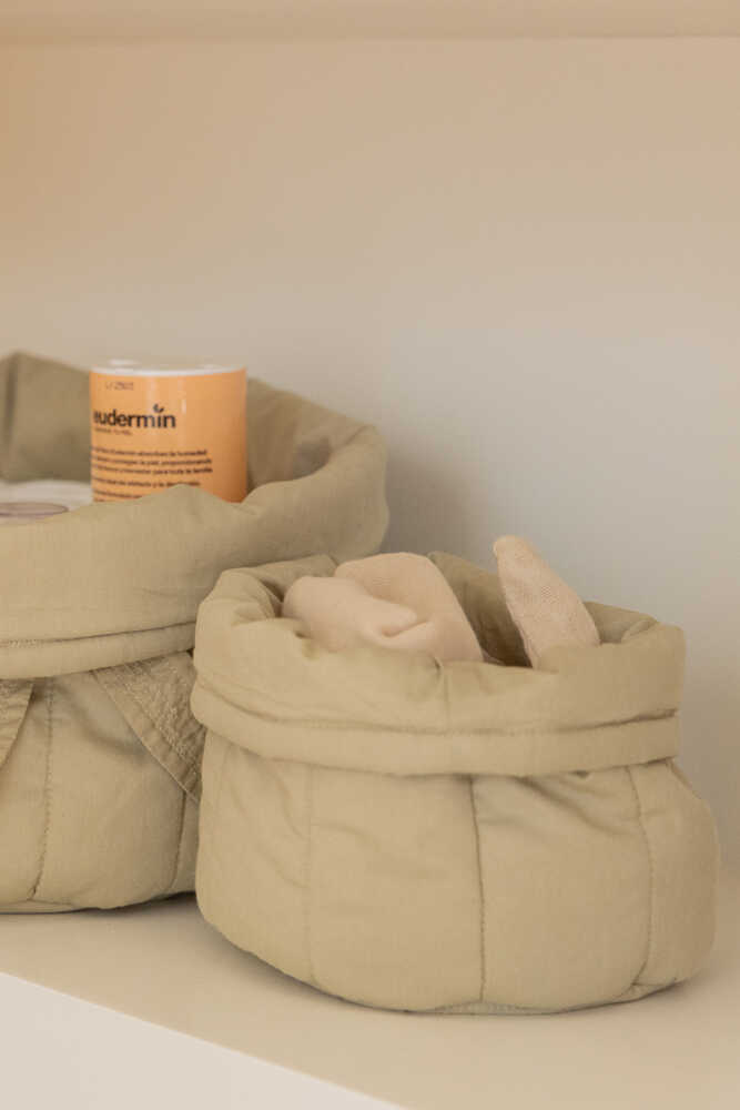 Set Of Two Quilted Baskets Olive - Bamboo