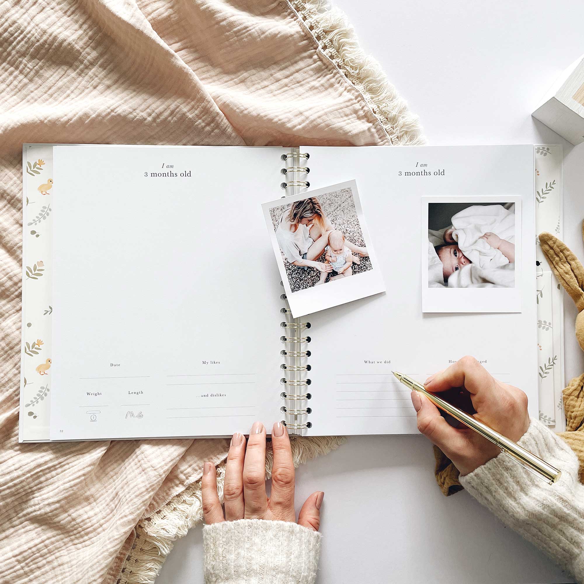 Blush and Gold My Baby Book - Baby Memory Book - Animals