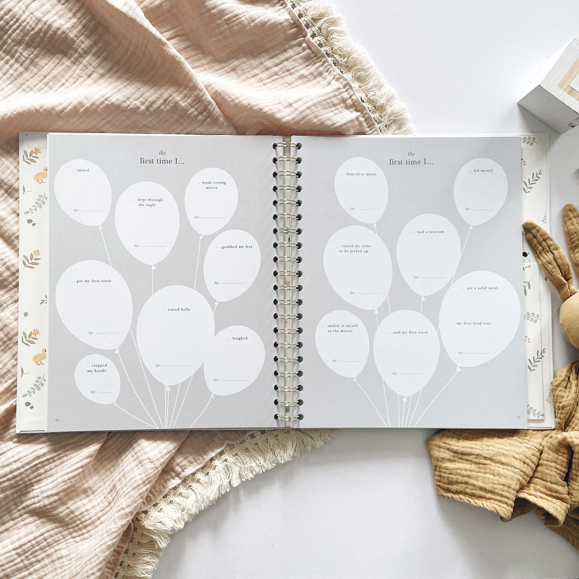 Blush and Gold My Baby Book - Baby Memory Book - Animals