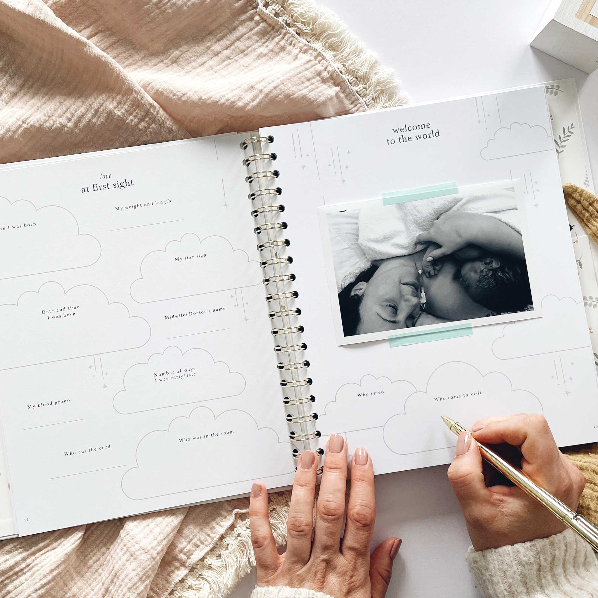 Blush and Gold My Baby Book - Baby Memory Book - Animals